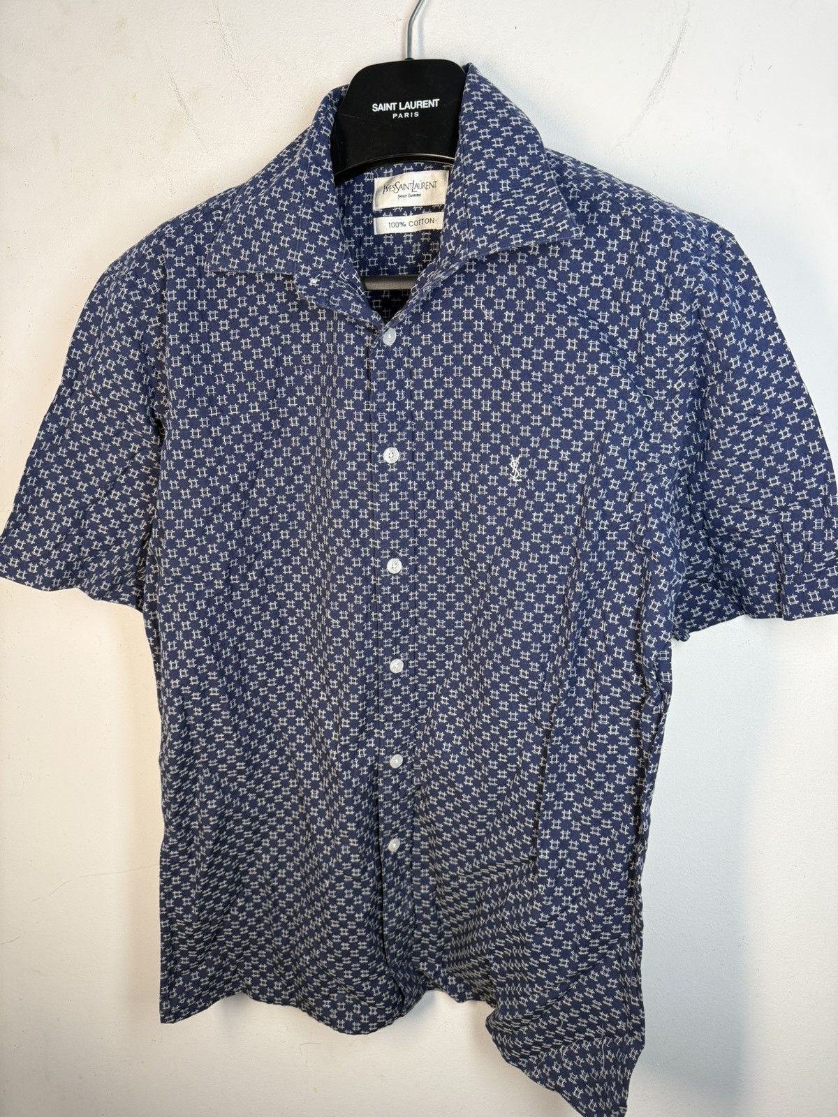 Yves Saint Laurent Royal Blue YSL Shirt Cotton Summer Yves Saint Laurent Size US M / EU 48-50 / 2 - 8 Thumbnail
