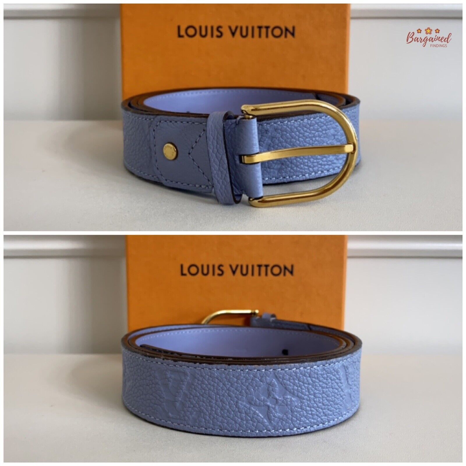 Louis Vuitton Louis Vuitton Blue Monogram Empreinte Leather Sun Belt Size ONE SIZE - 4 Thumbnail