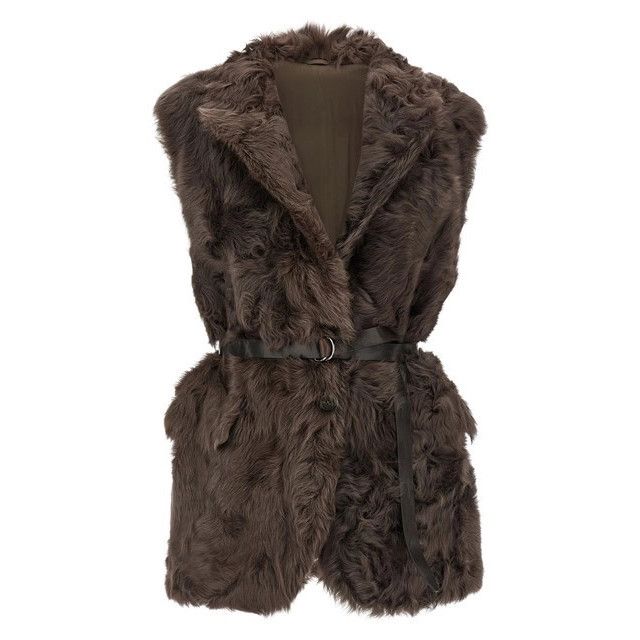 BRUNELLO CUCINELLI $13000 Rust Brown Shearling Vest New & Au