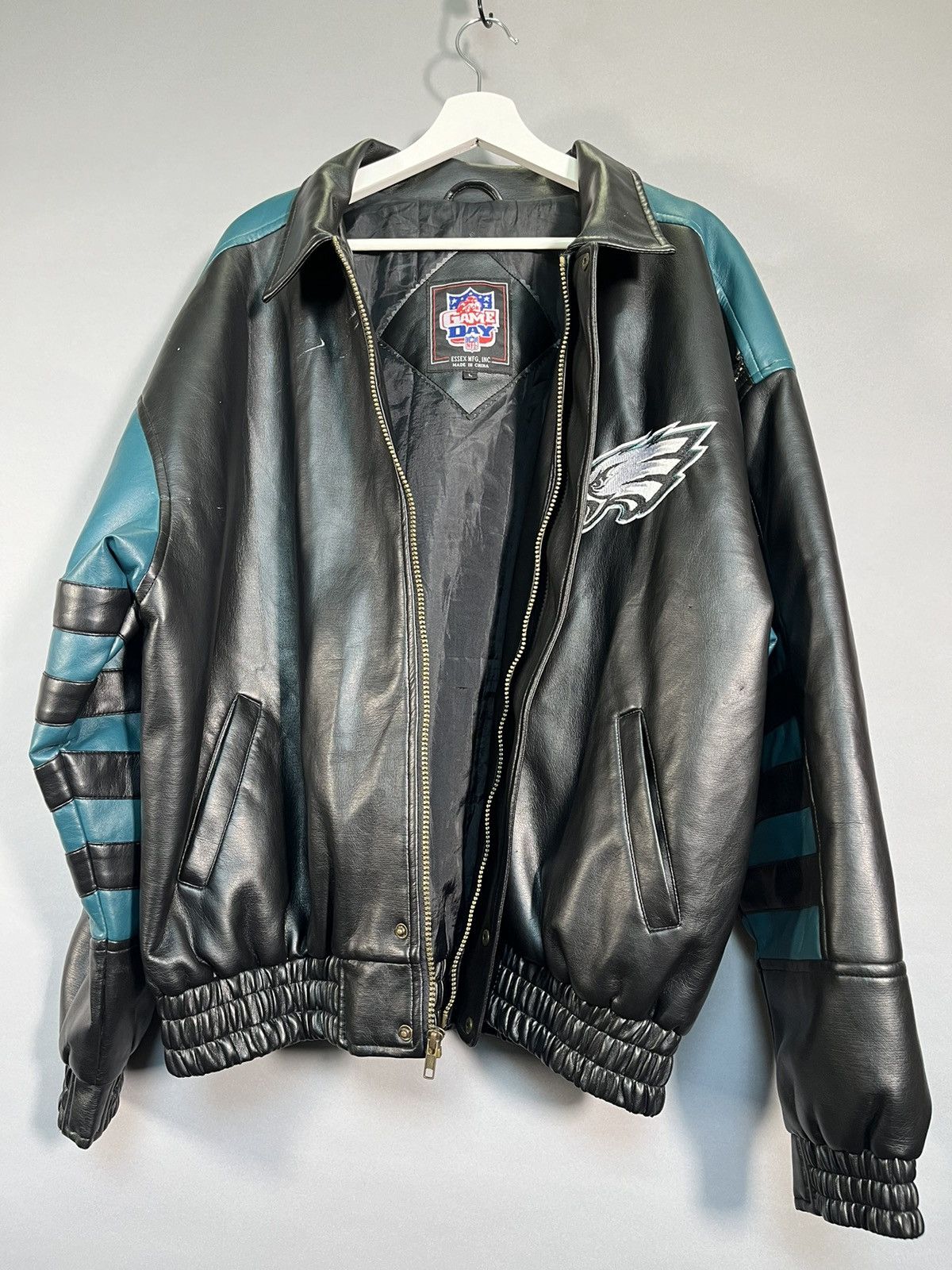 NFL Rare Philadelphia Eagles Embroidered Leather Jacket Size US L / EU 52-54 / 3 - 7 Thumbnail