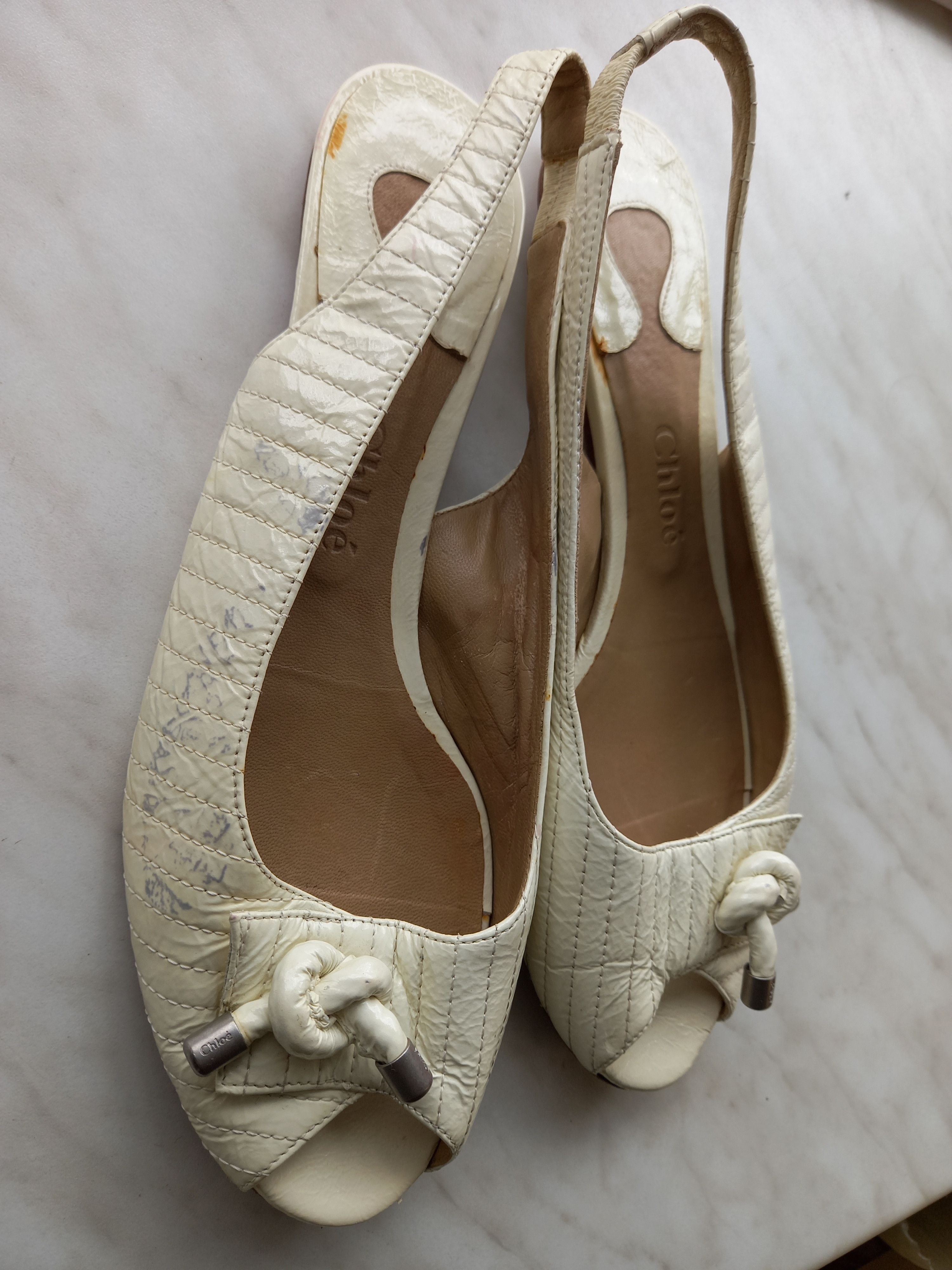 Chloe Chloe Vintage Sandals Ivory Italy - Size 39 Size US 9 / IT 39 - 2 Thumbnail