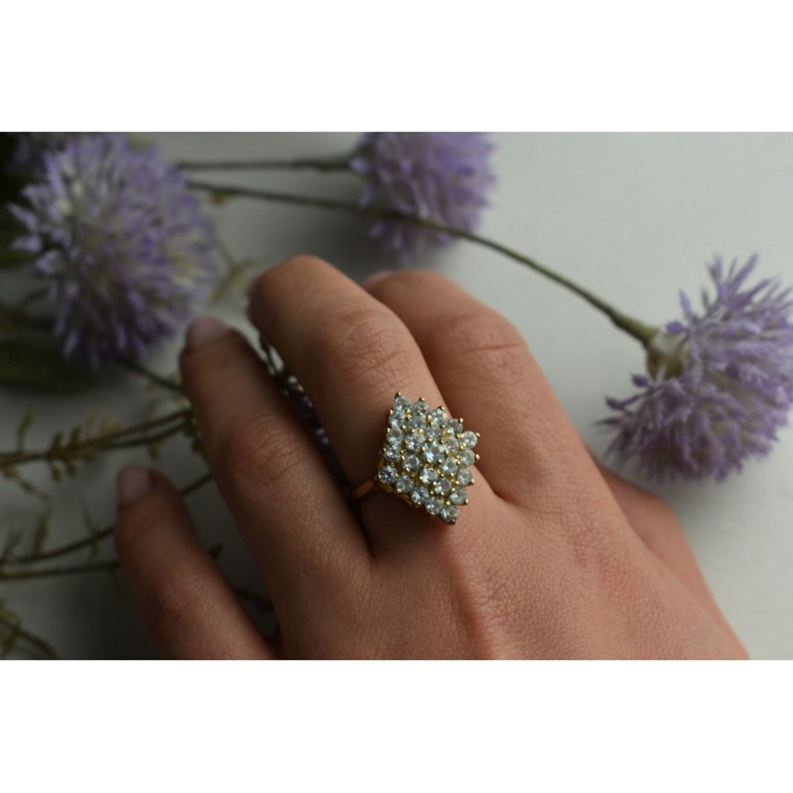 Jewelry 925 STERLING SILVER GOLD PLATED BLUE SPINEL RING SIZE 8 Size ONE SIZE - 10 Thumbnail