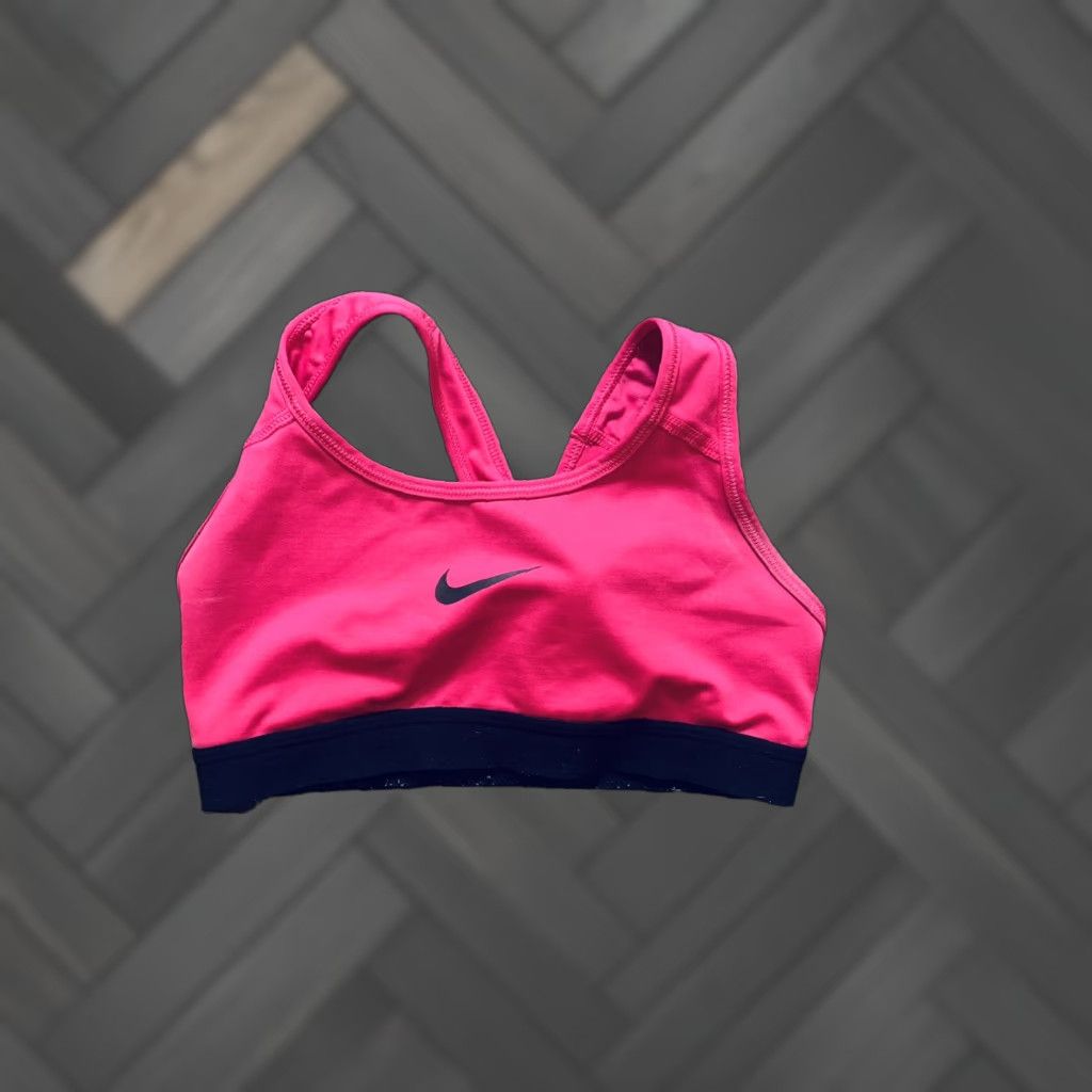 Nike VINTAGE Nike Dri-Fit Sports Bra XS Racerback Pink Swoosh Womens XS Pink Nike Dri-FIT Sports Bra Size ONE SIZE - 1 Thumbnail