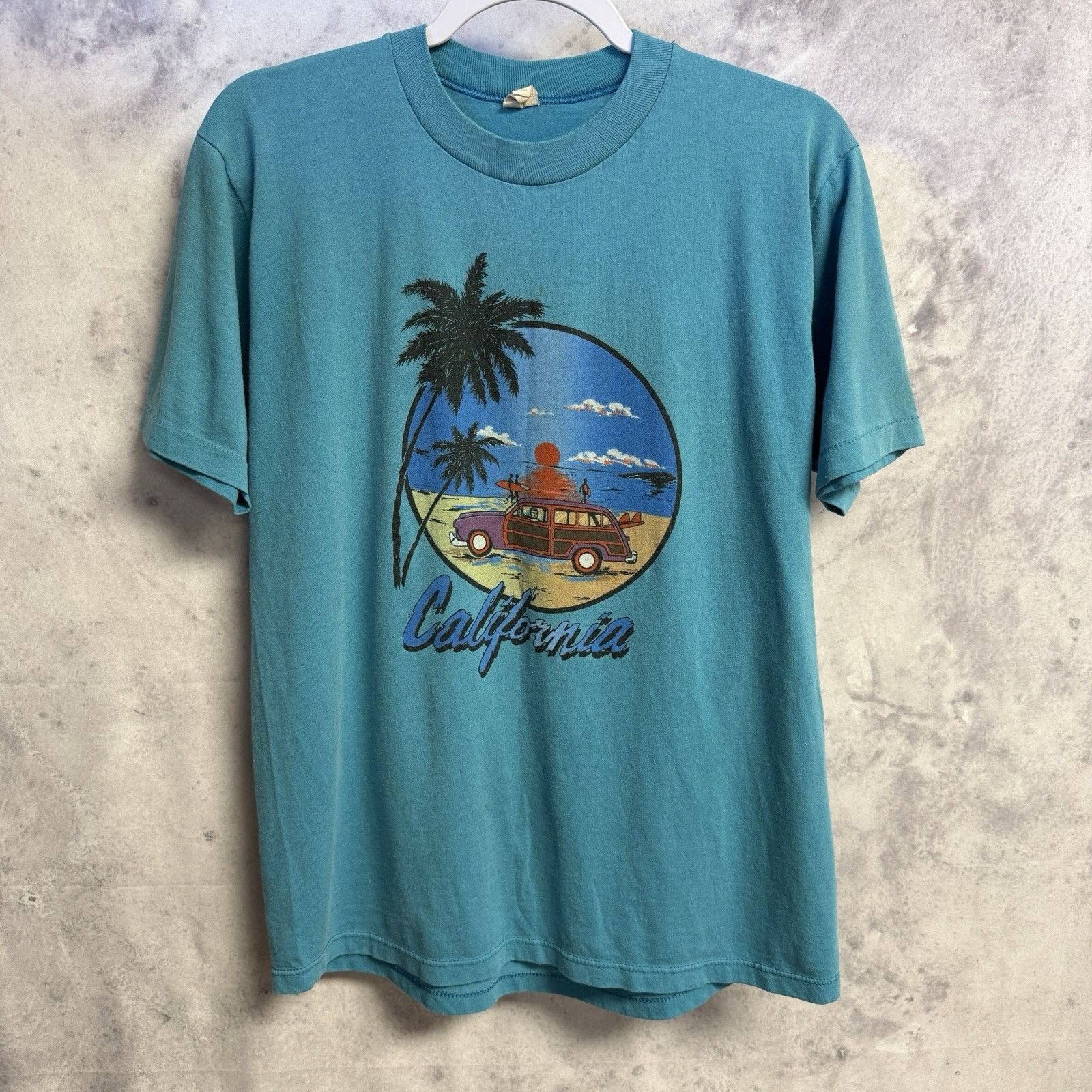 Vintage Vintage 80s California T Shirt Mens L Blue Single Stitch Bea Size US XL / EU 56 / 4 - 2 Thumbnail