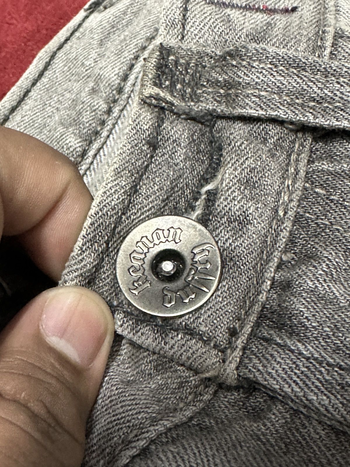 Affliction × Japanese Brand Distrssed Faded🔥Vtg Y2K Keanan Duffty Denim Affliction Style Size US 31 - 5 Thumbnail