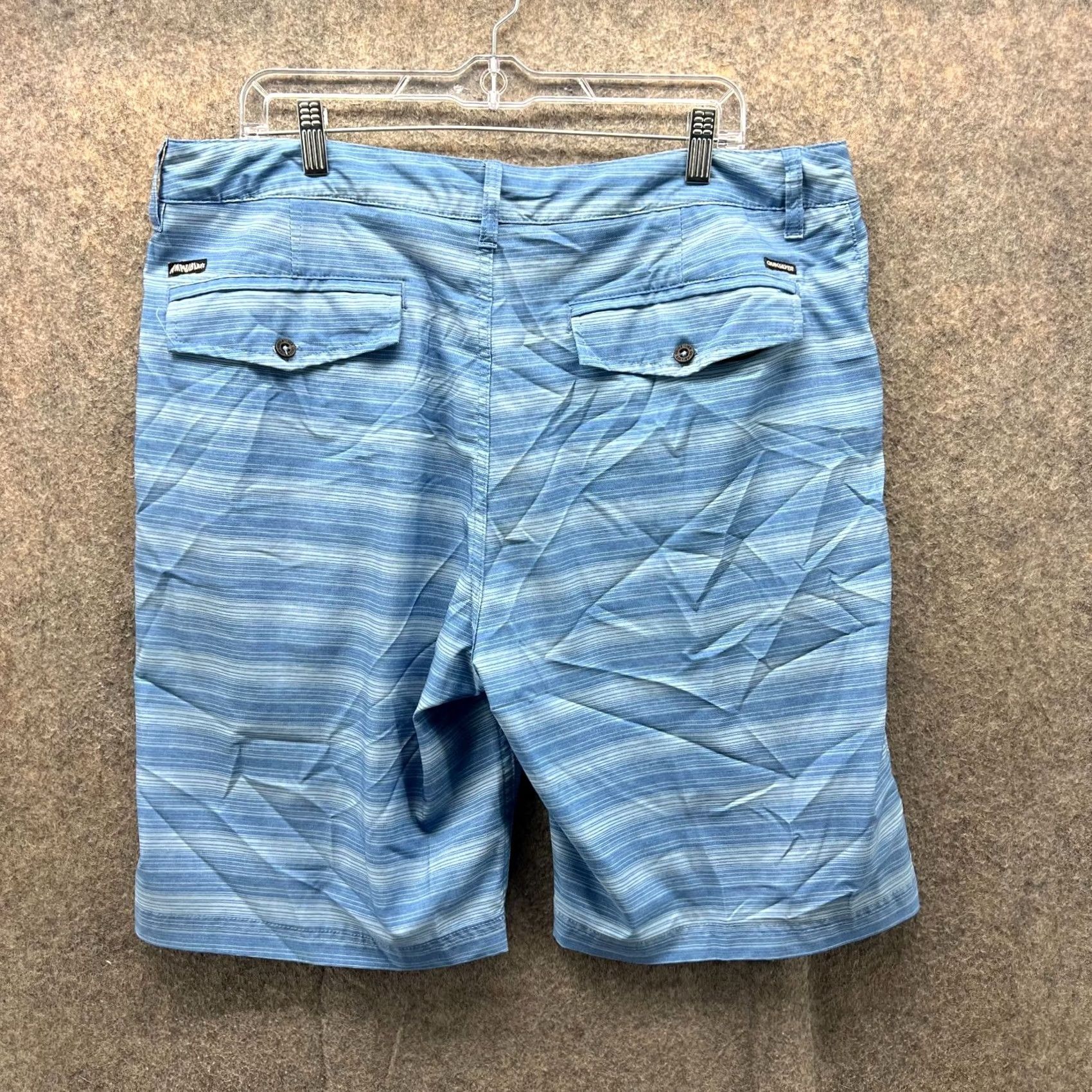 Quiksilver Quiksilver Shorts Mens 38 Blue Stripes Chino Flat Front Amphibians Golf Pattern Striped Pockets Button Front Casual, Travel, Business Mens 38 Blue Size US 38 / EU 54 - 2 Thumbnail