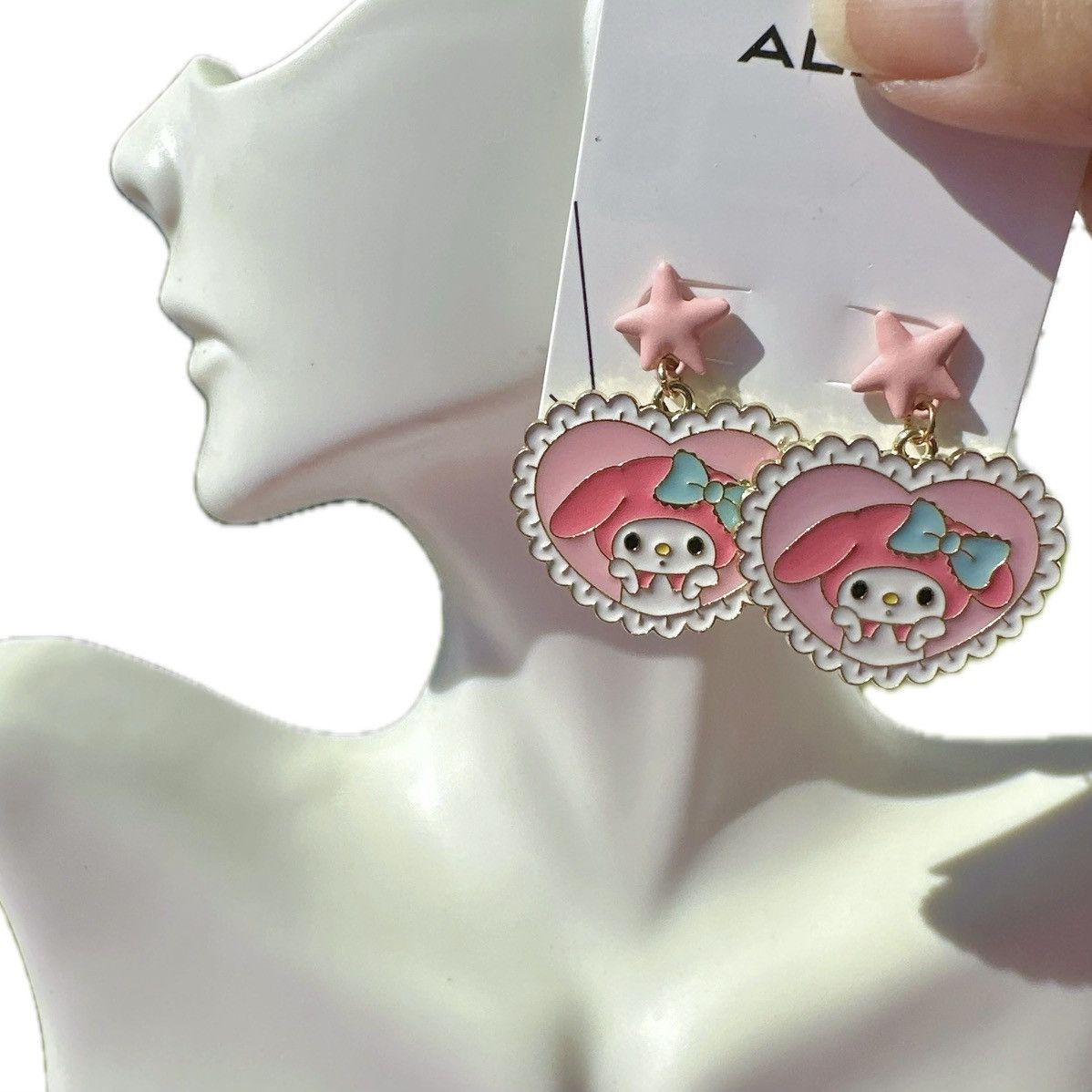 Designer Aldo Cute Pink Star bunny Earrings heart drops Size ONE SIZE - 1 Thumbnail