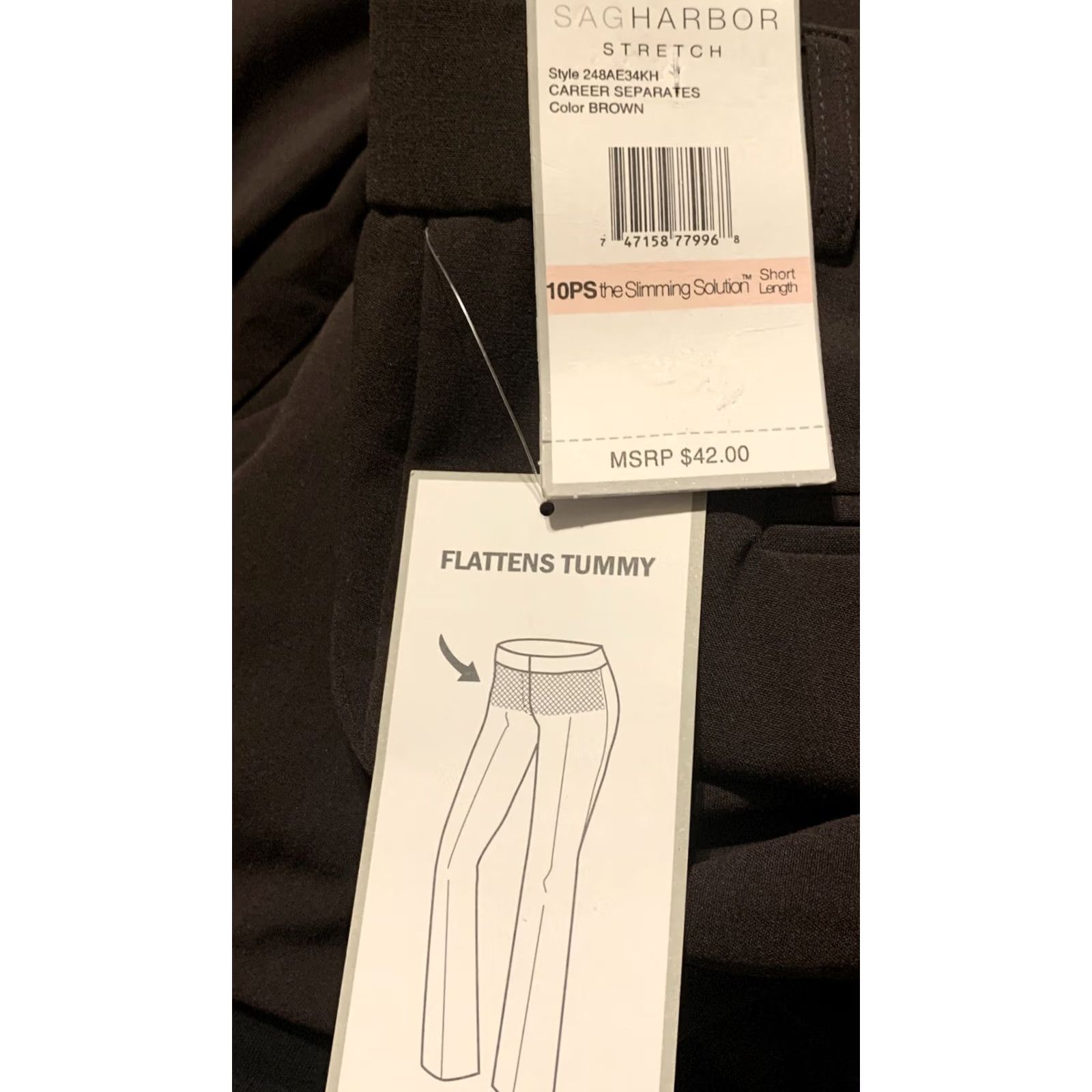 Vintage Sag Harbor Pants Women 10P Brown Petite Stretch Straight Leg Trousers 780 Dress Pants Slimming Pockets Belt Loops Size 32" / US 10 / IT 46 - 4 Thumbnail