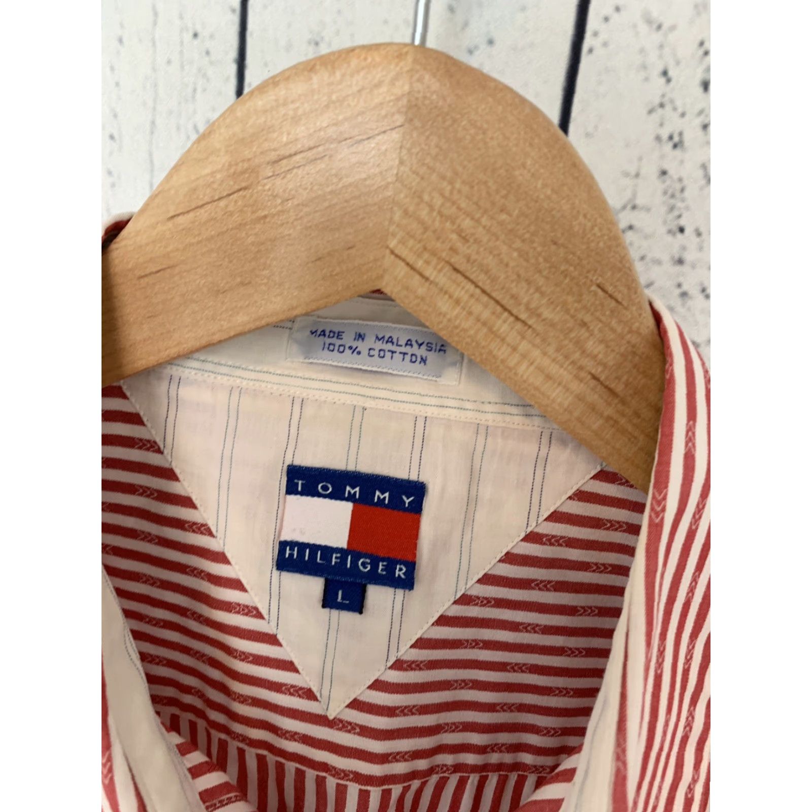 Tommy Hilfiger VTG Tommy Hilfiger Long Sleeve Shirt Mens Large Red 90s Button-Front Striped Shirt Size US L / EU 52-54 / 3 - 2 Thumbnail