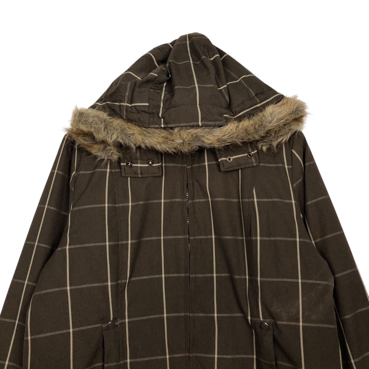 Japanese Brand Vintage Sky Bomber Faux Fur Trim Military Grid Jacket Size US L / EU 52-54 / 3 - 4 Thumbnail
