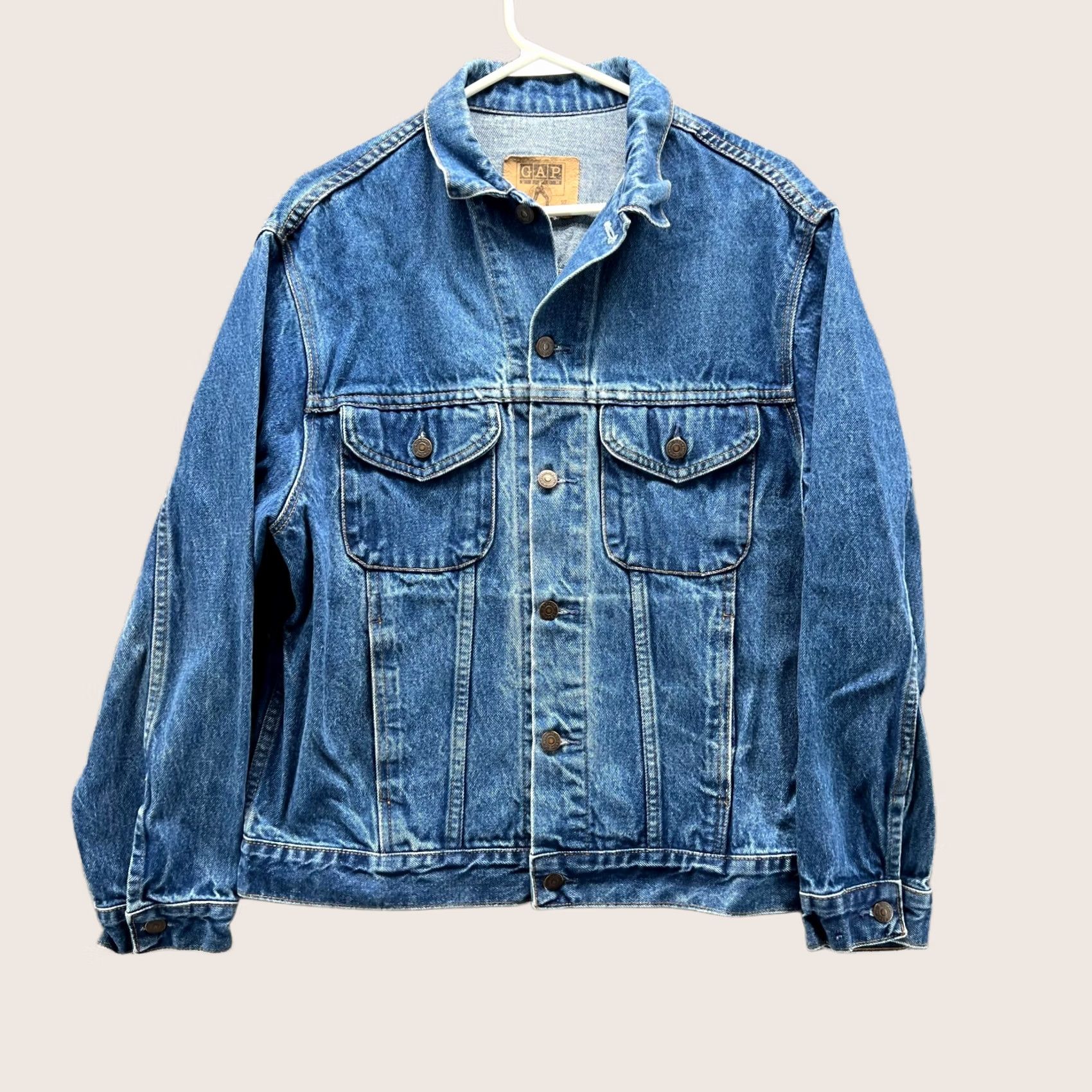 Gap VINTAGE Gap Jacket Men Medium Denim Button-Down Trucker Blue Biker 80s Vintage, Casual Mens, Regular Fit Size US M / EU 48-50 / 2 - 1 Thumbnail