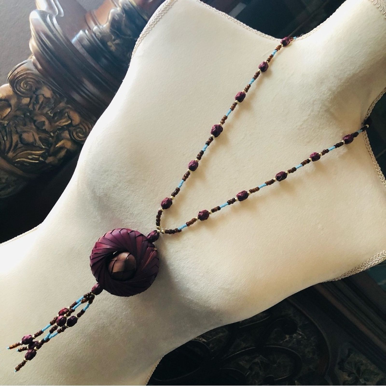 Handmade Hand crafted wicker seed bead necklace Size ONE SIZE - 1 Thumbnail