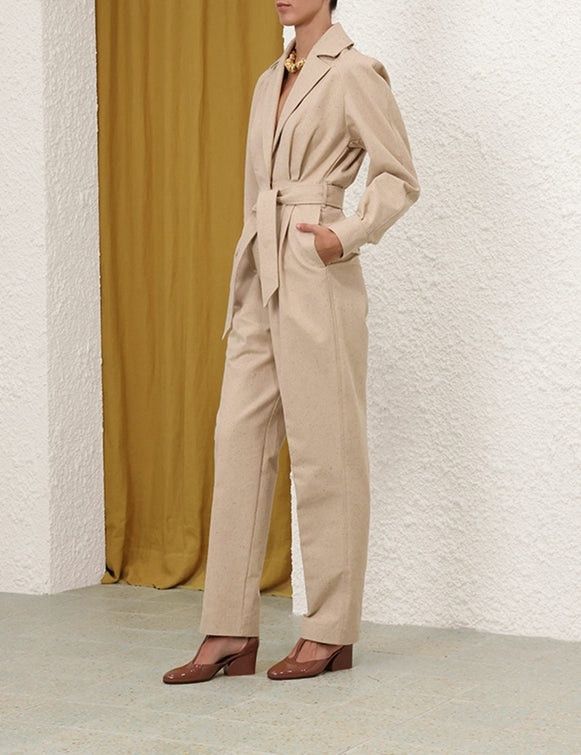 Zimmermann oc11z0525 Melange Jumpsuit in Beige Size 26" / US 2 / IT 38 - 3 Thumbnail