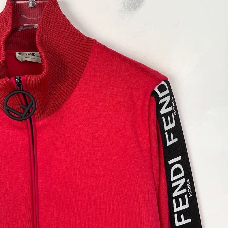 Fendi Fendi Red Logo Zip Jacket with Side Details Size US M / EU 48-50 / 2 - 3 Thumbnail