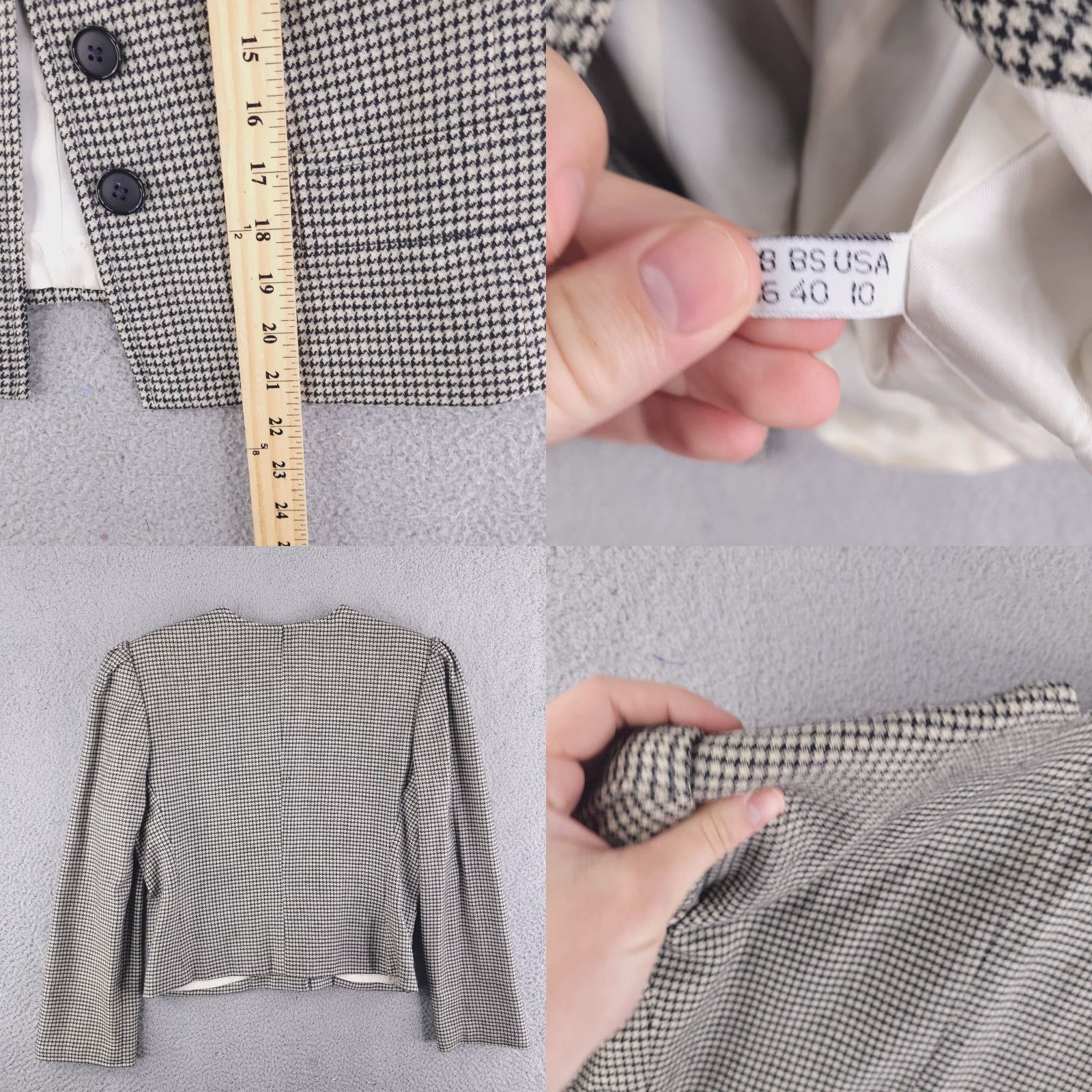 Vintage VINTAGE Jacket Womens 10 Houndstooth Cashmere Wool Blend Black White Pea Coat Womens Size L / US 10 / IT 46 - 8 Thumbnail