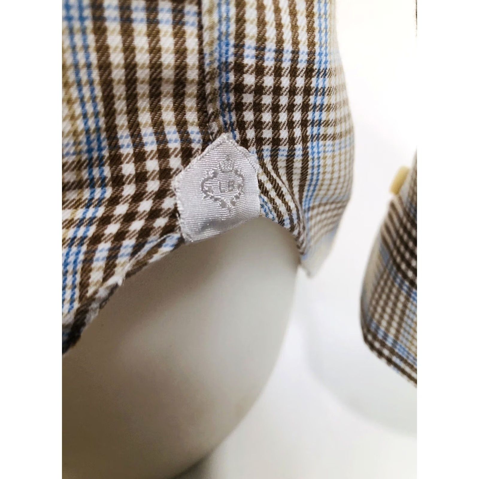 Vintage BORELLI Plaid Shirt Mens M Brown / Blue / White Button-Up ITALY Size US M / EU 48-50 / 2 - 4 Thumbnail