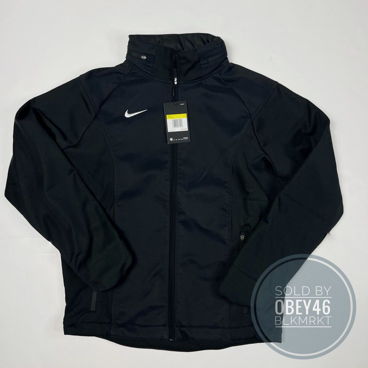 image of Nike Sphere Coaches Mock Full Zip Jacket Packable Hood in Black, Men's (Size Small)