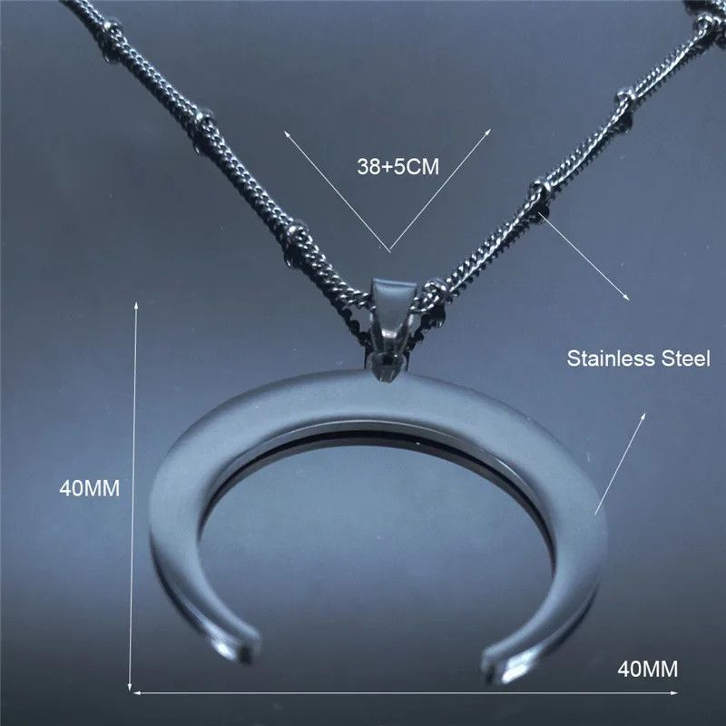 Jewelry Gothic Black Moon Pendant Necklace Emblem Talisman Size ONE SIZE - 6 Thumbnail