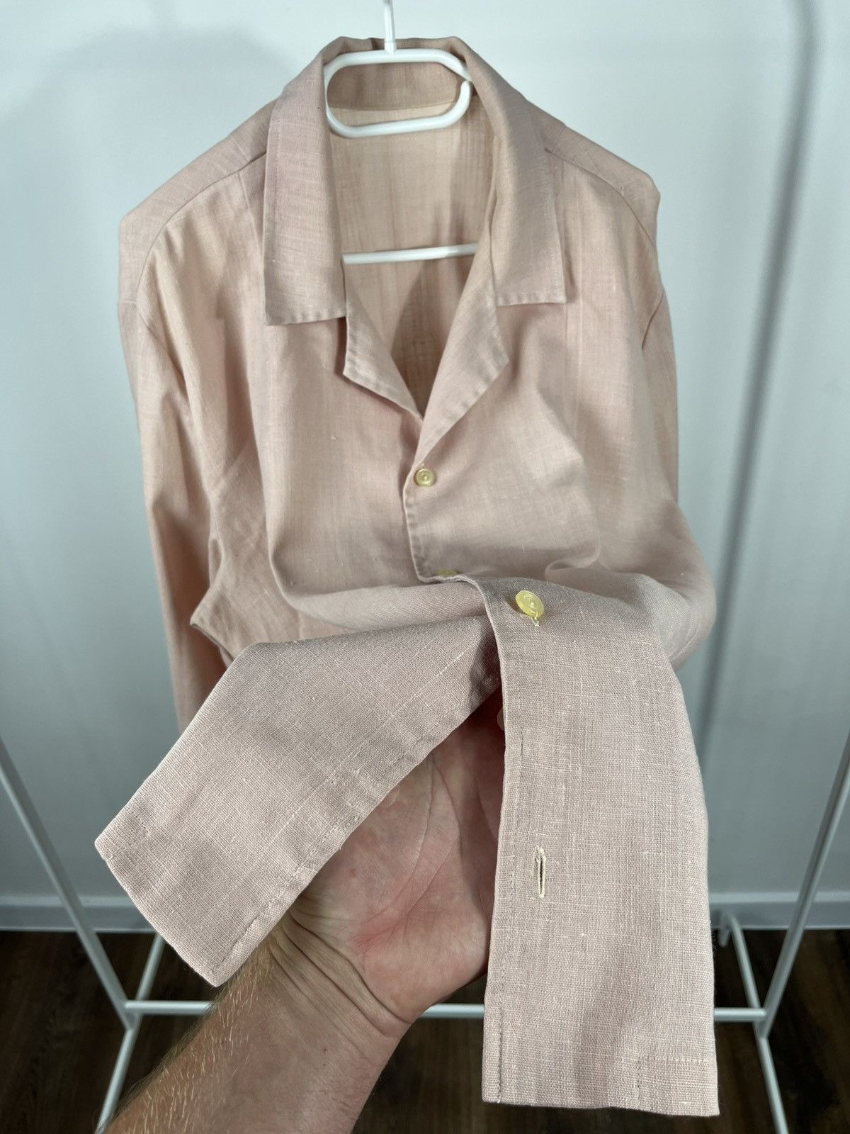 Vintage Vintage Pink Linen Folk Style Shirt with Embroidered Pockets Size US XL / EU 56 / 4 - 7 Thumbnail
