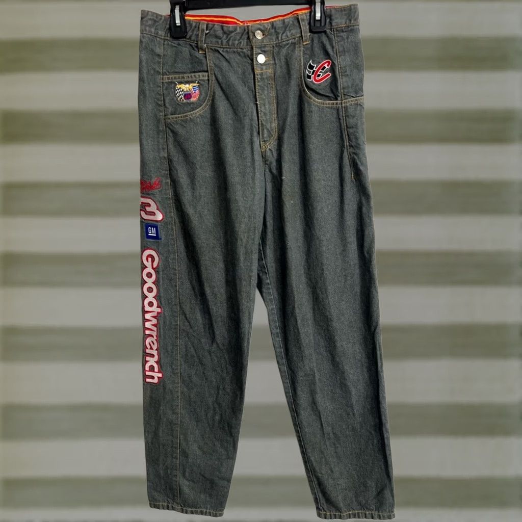 JH Design JH Racing Collection Y2M Denim Jeans Wide-Leg 34x33 Black Mens Regular Size 34 RARE Size US 34 / EU 50 - 1 Thumbnail