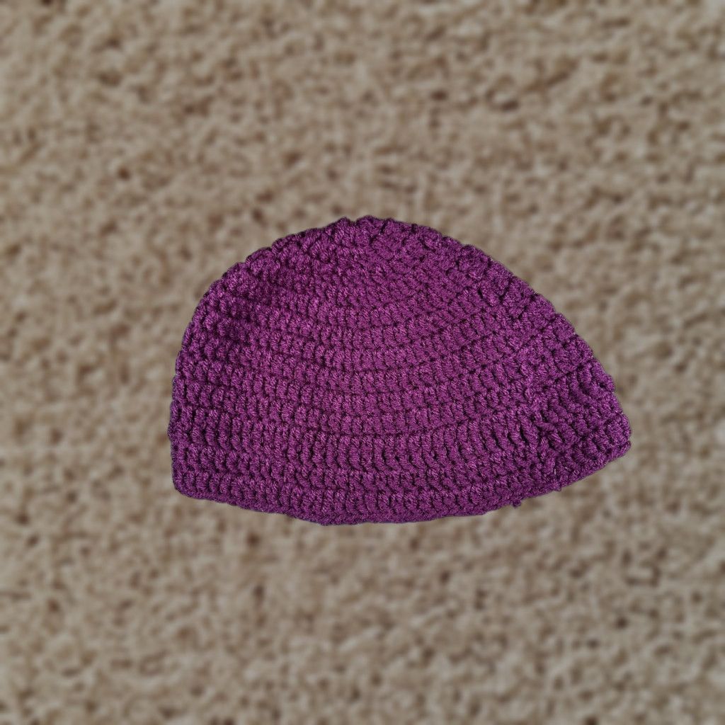 Vintage Handmade Beanie Adult One Size Purple Crochet Knit Breathable Acrylic Toque Outdoor Ski Size ONE SIZE - 1 Thumbnail