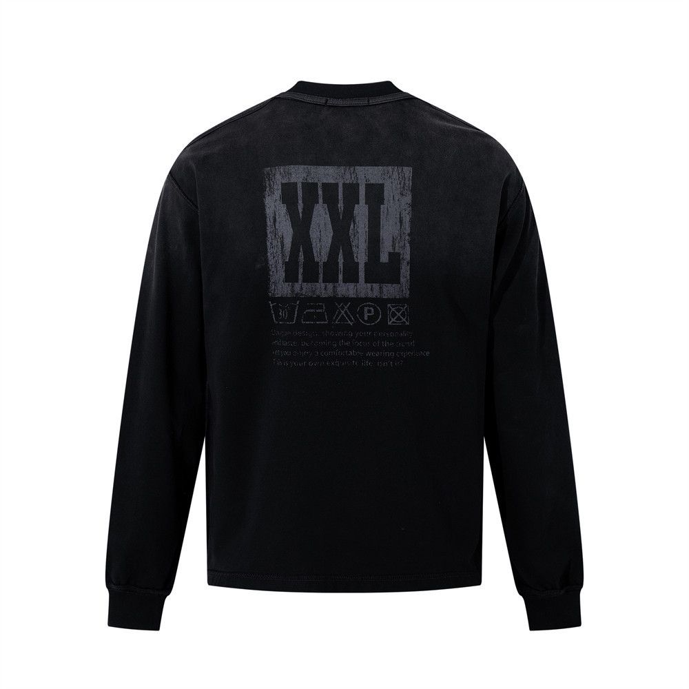 Vintage Men's washed trendy letter gradient long-sleeved T-shirt Size US M / EU 48-50 / 2 - 1 Thumbnail