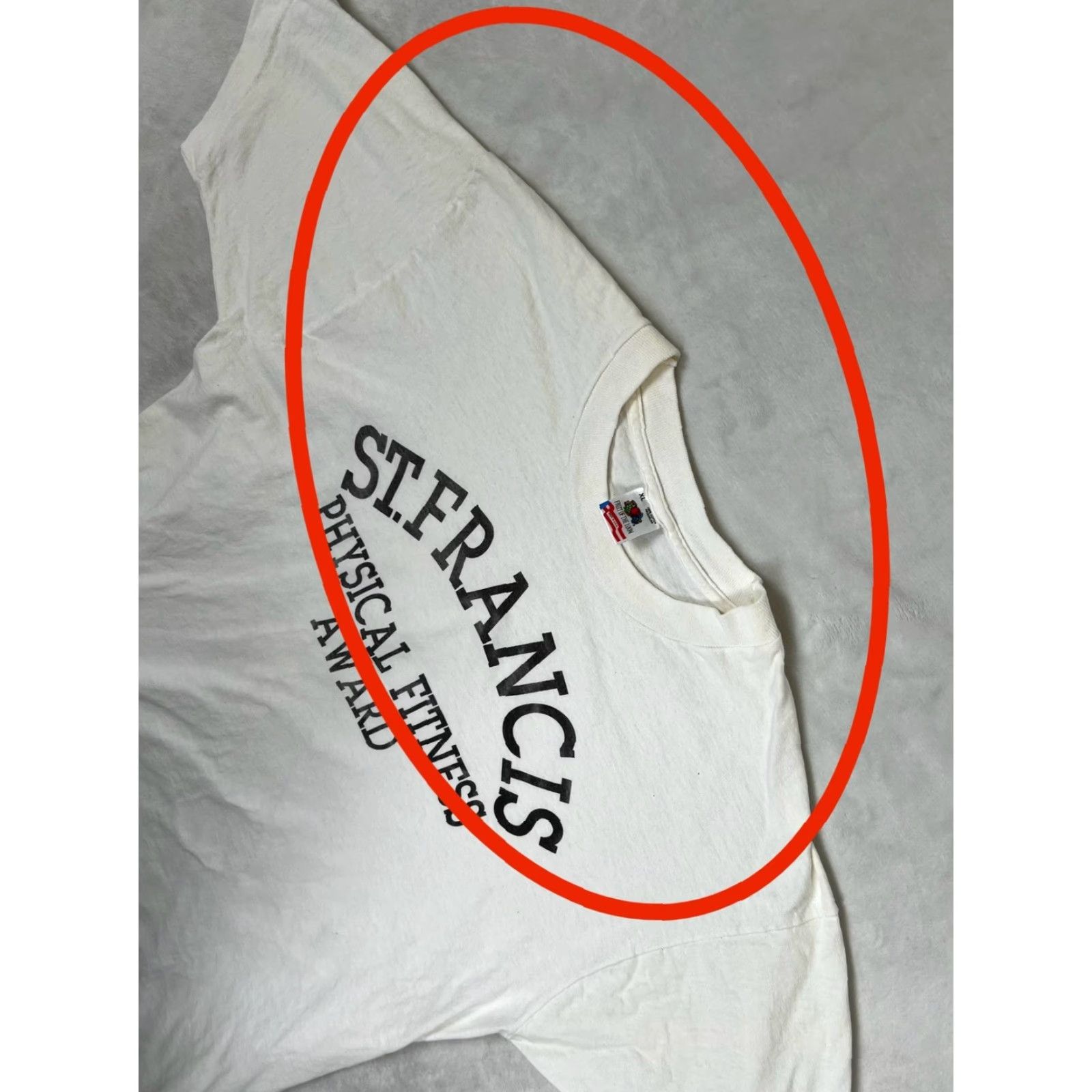 Fruit Of The Loom VINTAGE Fruit of the Loom ST. FRANCIS PHYSICAL FITNESS AWARD Mens XL White Short Sleeve T-Shirt US Made Size US XL / EU 56 / 4 - 6 Thumbnail