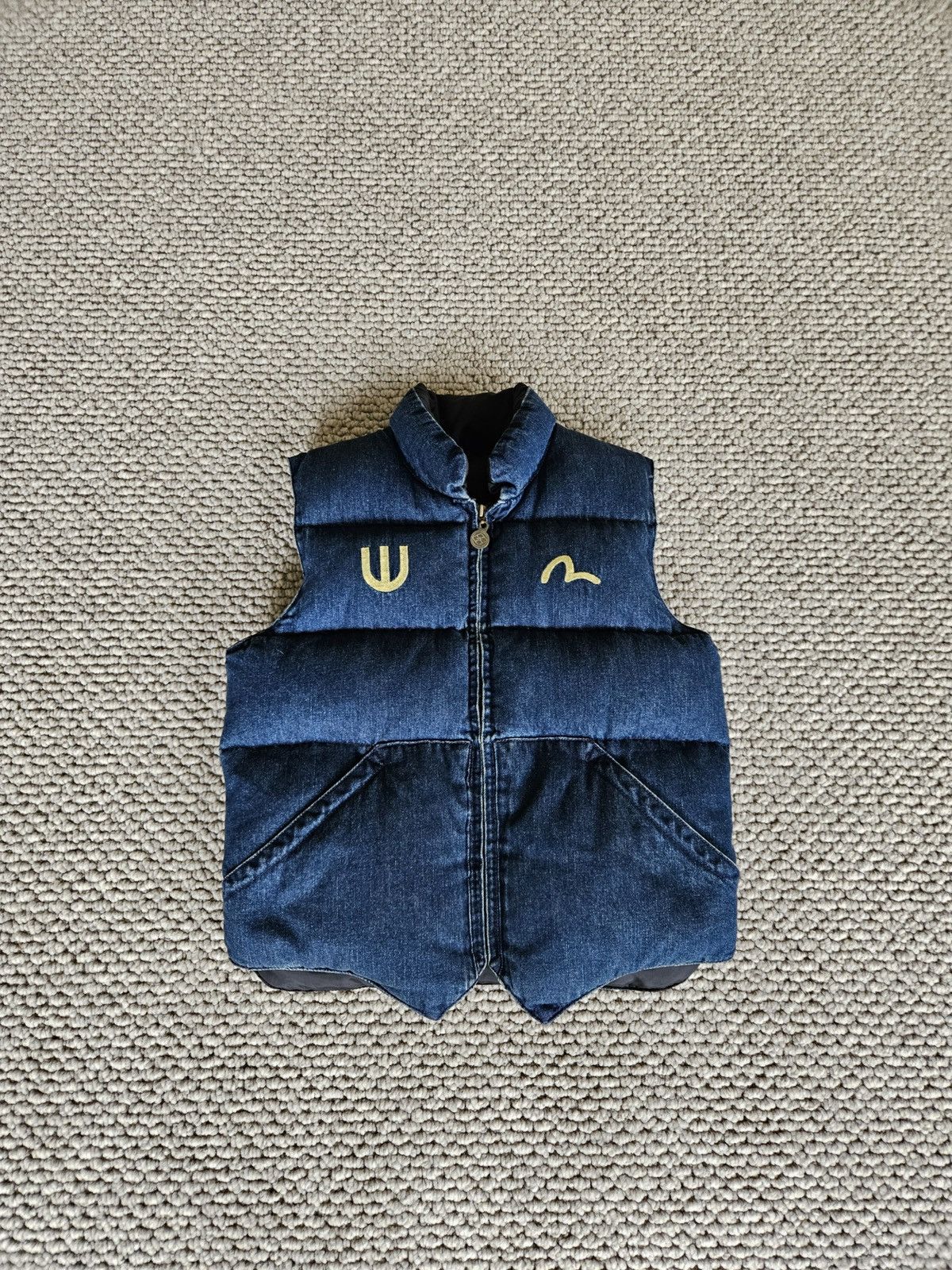 Image of Evisu Puffer Vest in Navy, Men's (Size Small)