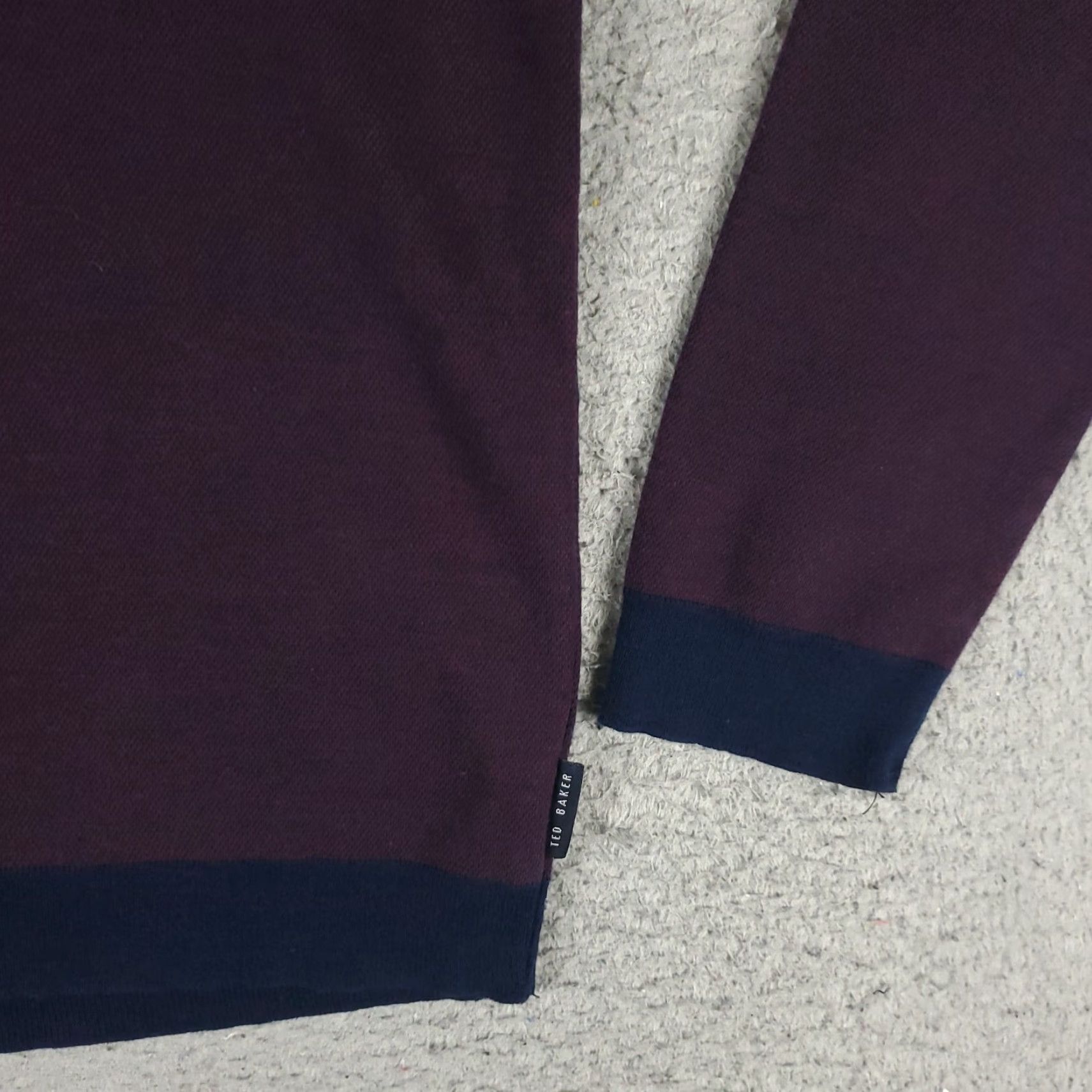 Ted Baker Ted Baker Sweater Mens Purple Long Sleeve Collared Polo Knit Cotton Viscose Regular Fit Mens Size US S / EU 44-46 / 1 - 4 Thumbnail