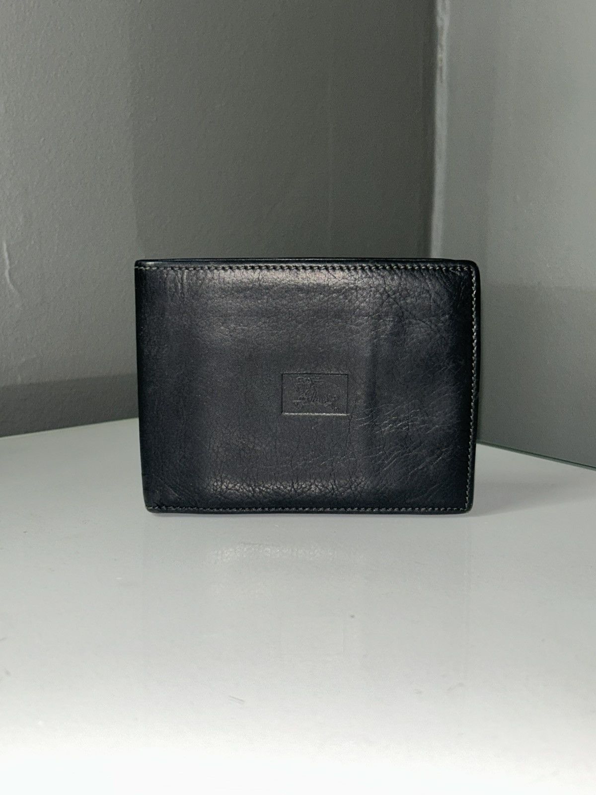 Vintage Burberry Leather Bifold Wallet w Nova Check Interior