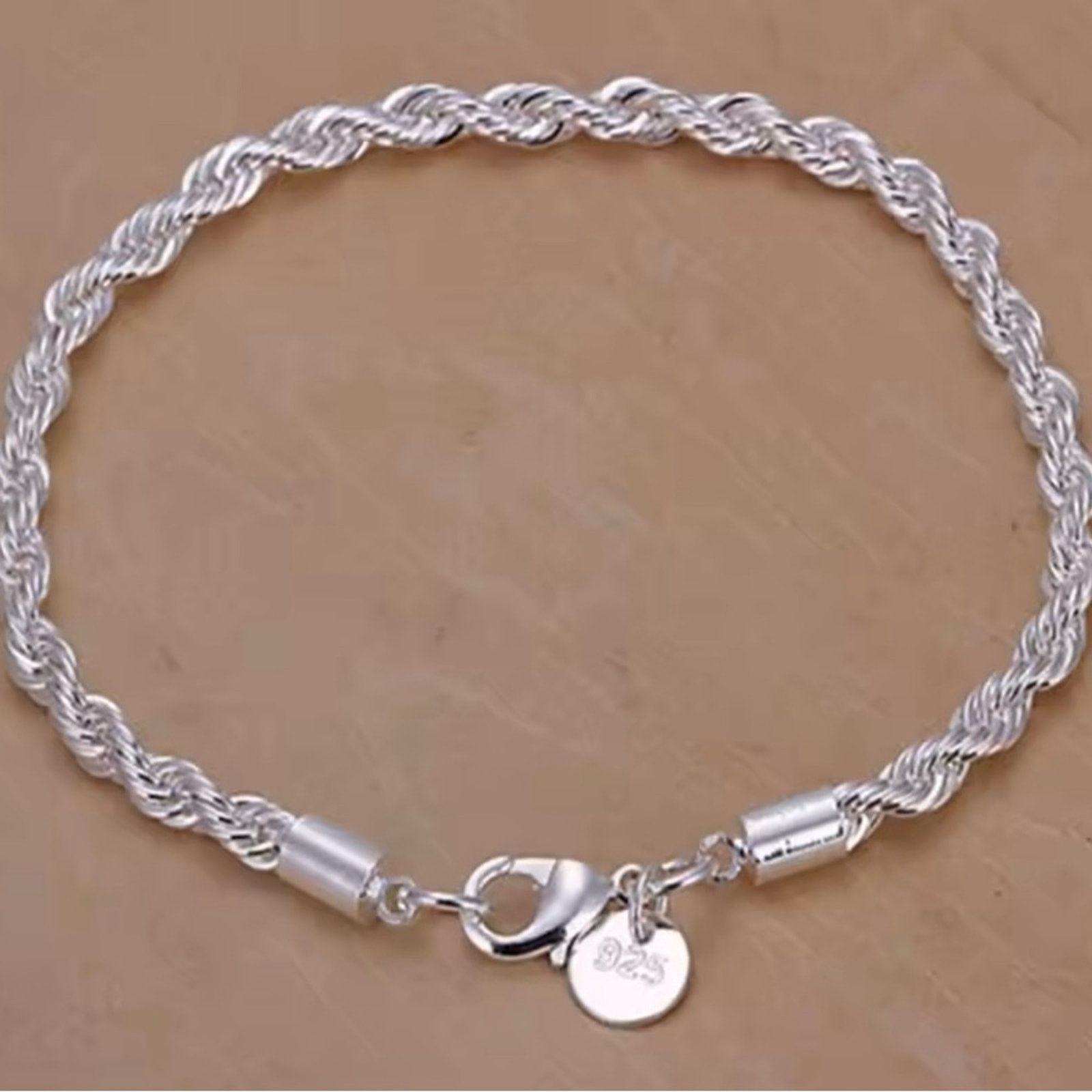 Other Sterling Silver 4MM Twisted Rope Chain Bracelet Size ONE SIZE - 1 Thumbnail