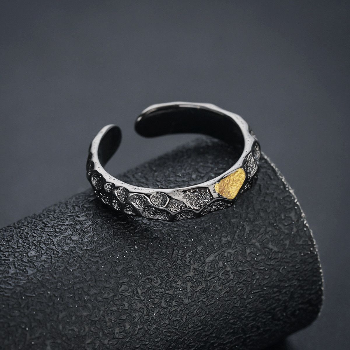 Jewelry Retro-Style Men's Trendy Open-Band Stone Ring Size ONE SIZE - 2 Thumbnail