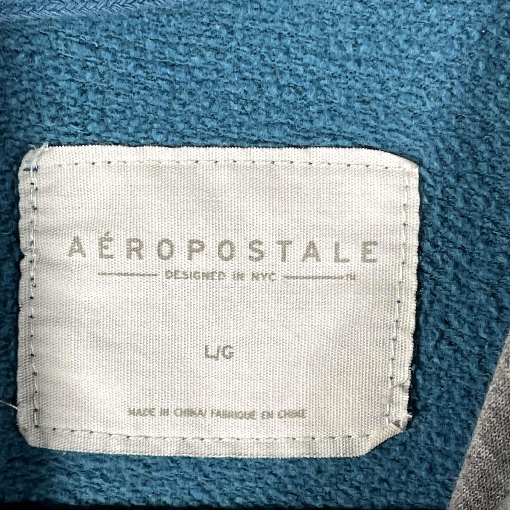 Aeropostale AeroPostale Hoodie Mens L Blue Full Zip AERO 87 Applique Graphic Fleece 80/20 Cotton/Polyester Regular Fit Vintage No Mens Size US L / EU 52-54 / 3 - 4 Thumbnail