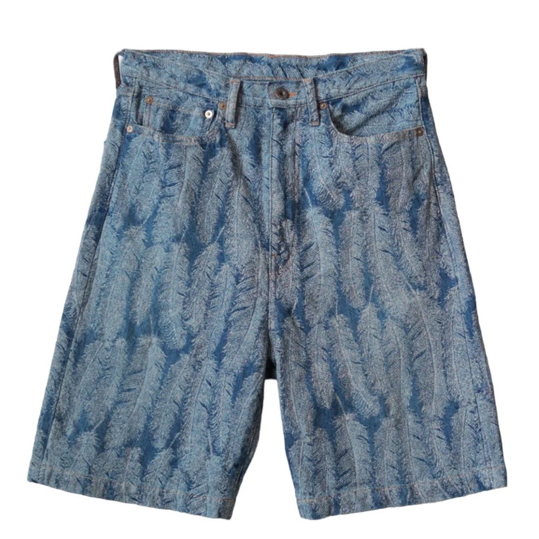 image of Kapital Indigo 12Oz Magpie Feather Denim Shorts in Blue, Men's (Size 34)