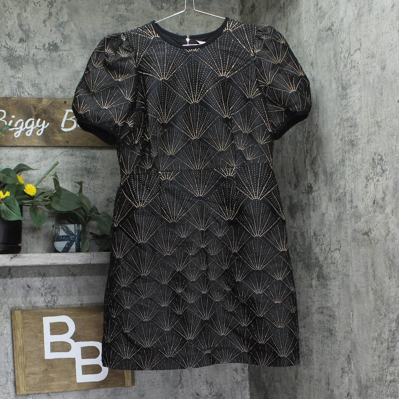DKNY New Dkny Jewel Neck Mini Fit And Flare Dress Black/gold 12 Size XL / US 12-14 / IT 48-50 - 1 Thumbnail