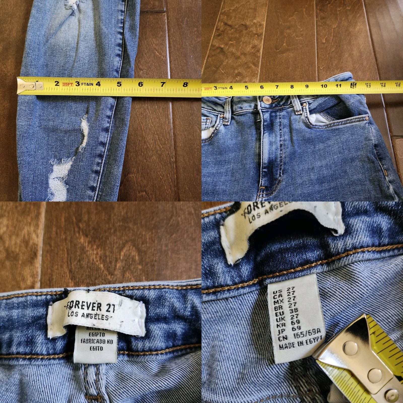 Forever 21 Forever 21 Los Angeles Women's Distressed Blue Denim Jeans Slim Skinny - Size 27, Blue, Jeans, Women Size 27" / US 4 / IT 40 - 8 Thumbnail