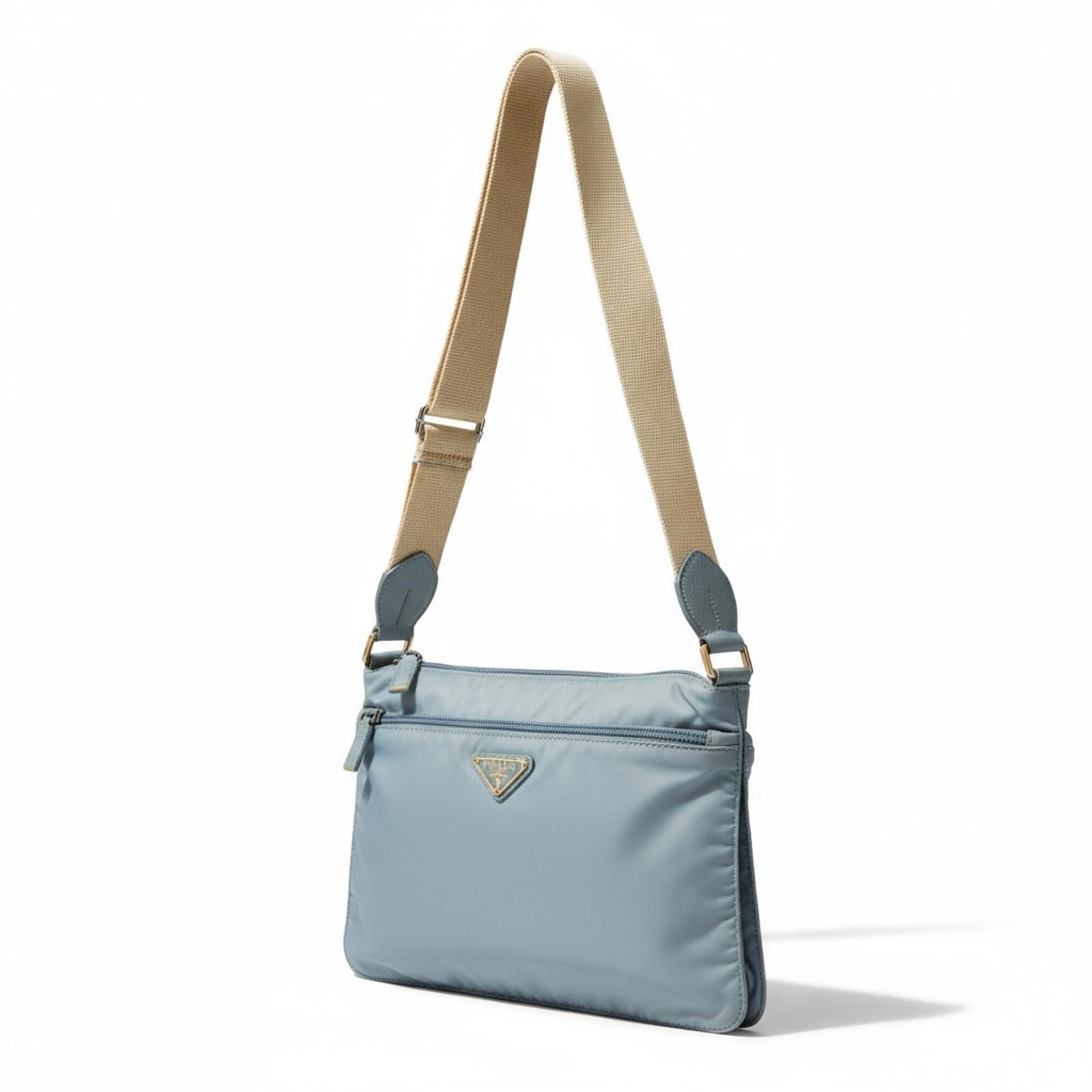 Prada Prada - Light Blue Nylon Shoulder Bag Size ONE SIZE - 1 Thumbnail