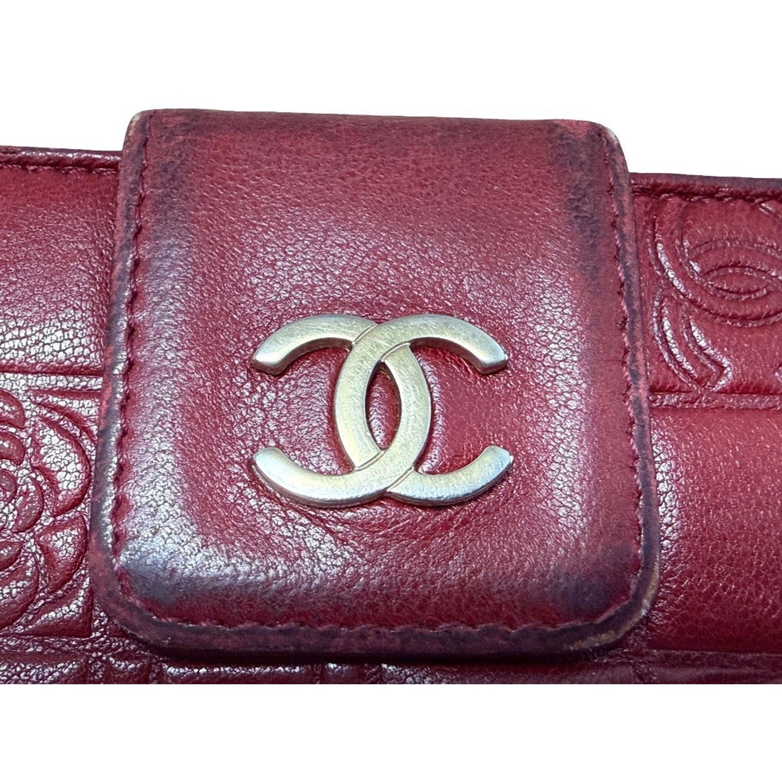 Chanel CHANEL l Icon Coco Women's Wallet Red Lambskin Bifold COA Size ONE SIZE - 4 Thumbnail