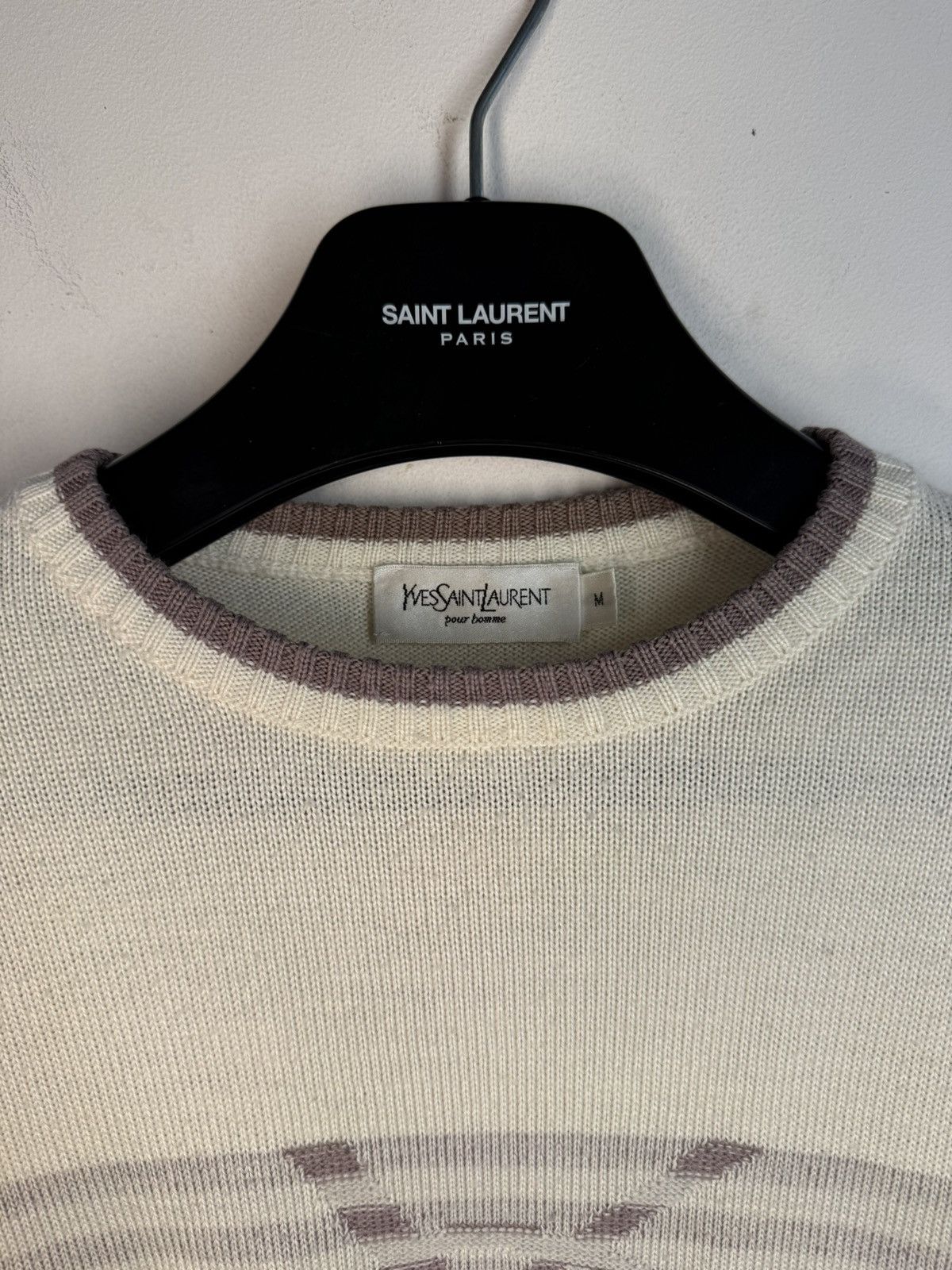 Yves Saint Laurent Beige YSL Sweater Big Logo Lightweight Size US M / EU 48-50 / 2 - 8 Thumbnail