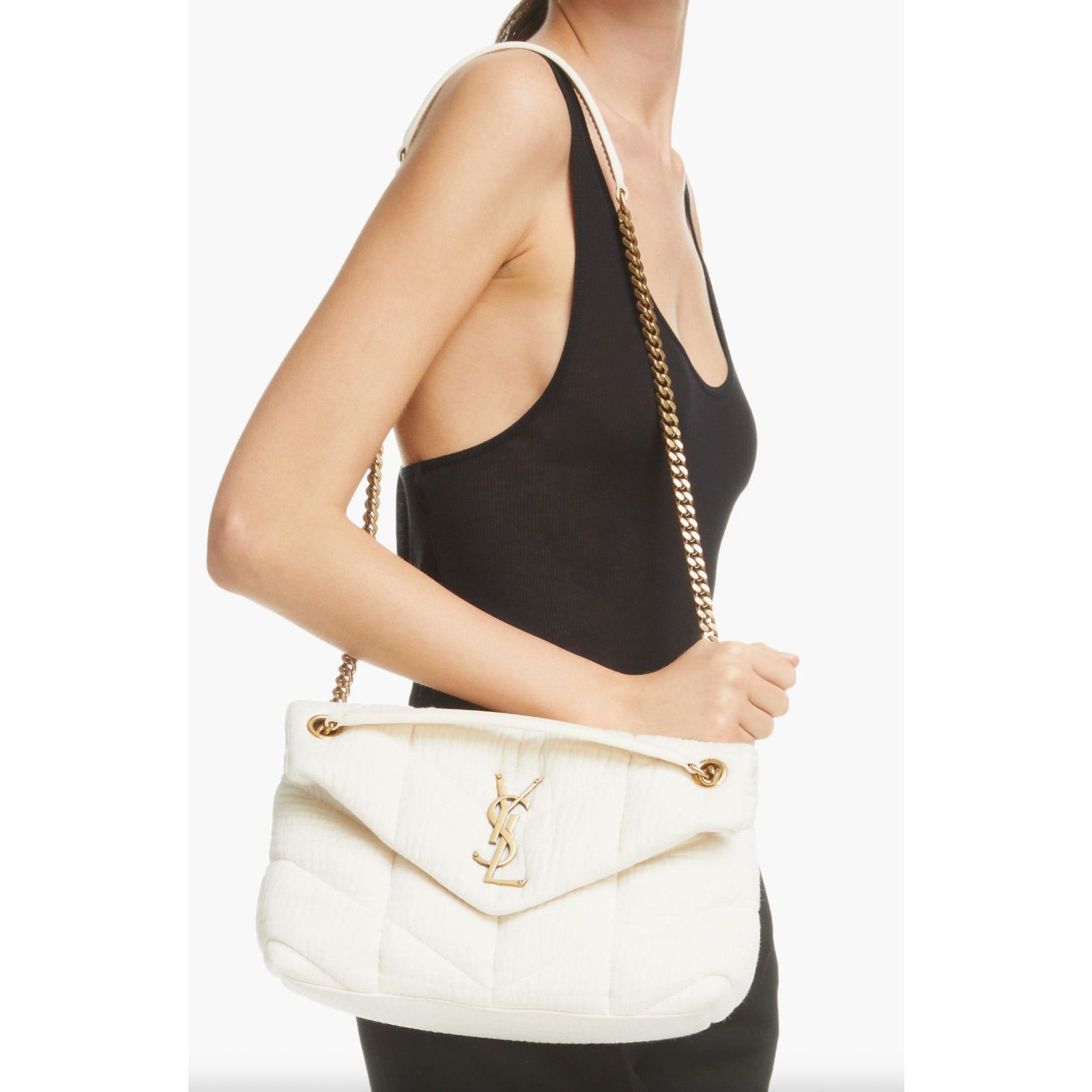 Yves Saint Laurent Saint Laurent YSL Cotton Twill White Shoulder Crossbody Bag Size ONE SIZE - 7 Thumbnail
