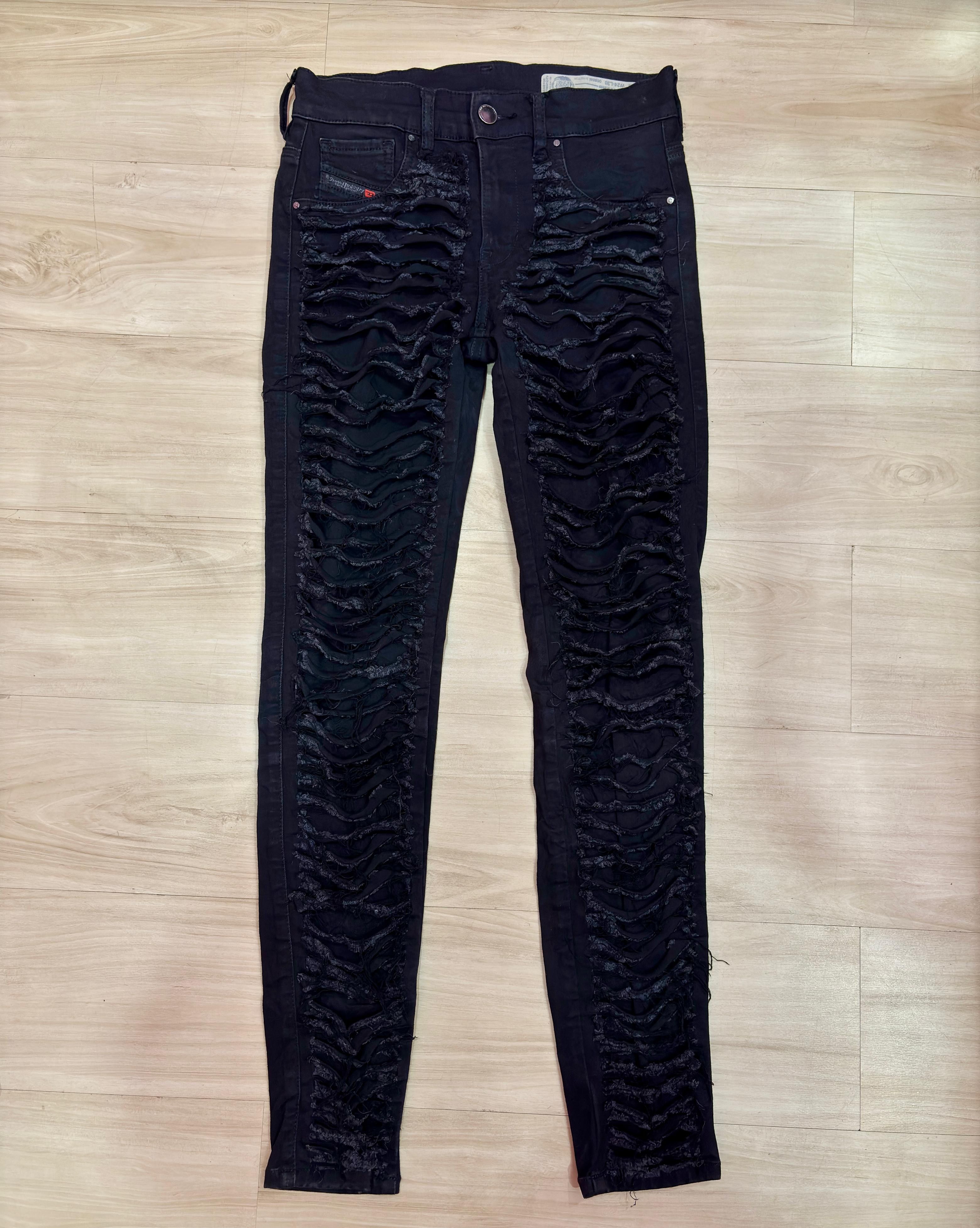 Diesel Diesel Dhary 0686M Jeans Super Tight Black Cracked Stretch Size 24" / US 00 / IT 34 - 1 Thumbnail