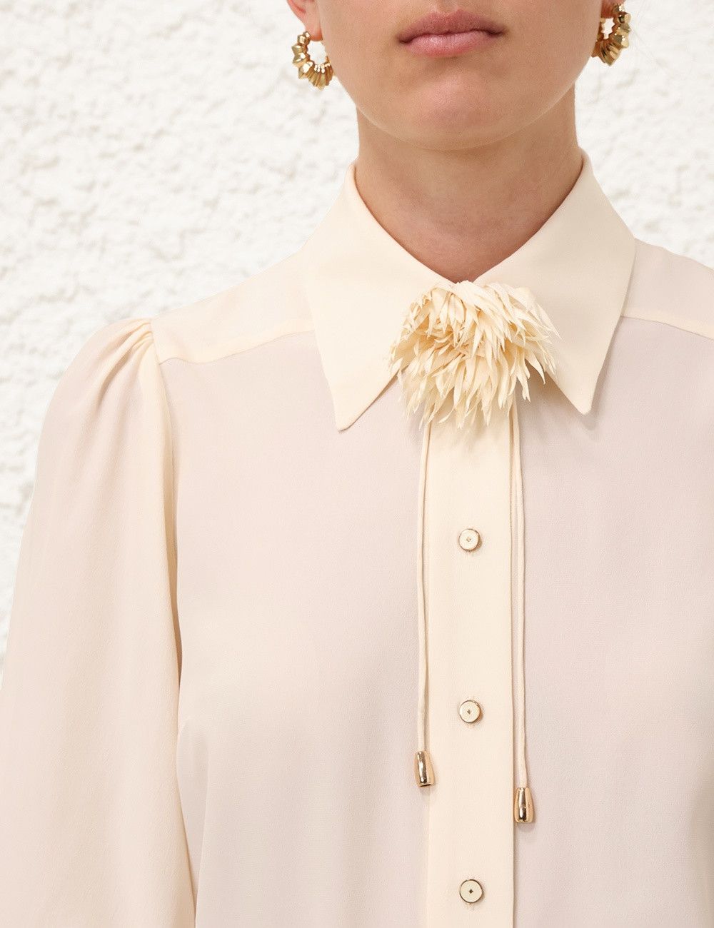 Zimmermann oc11z0825 Blouson Shirt in Cream Size L / US 10 / IT 46 - 5 Thumbnail