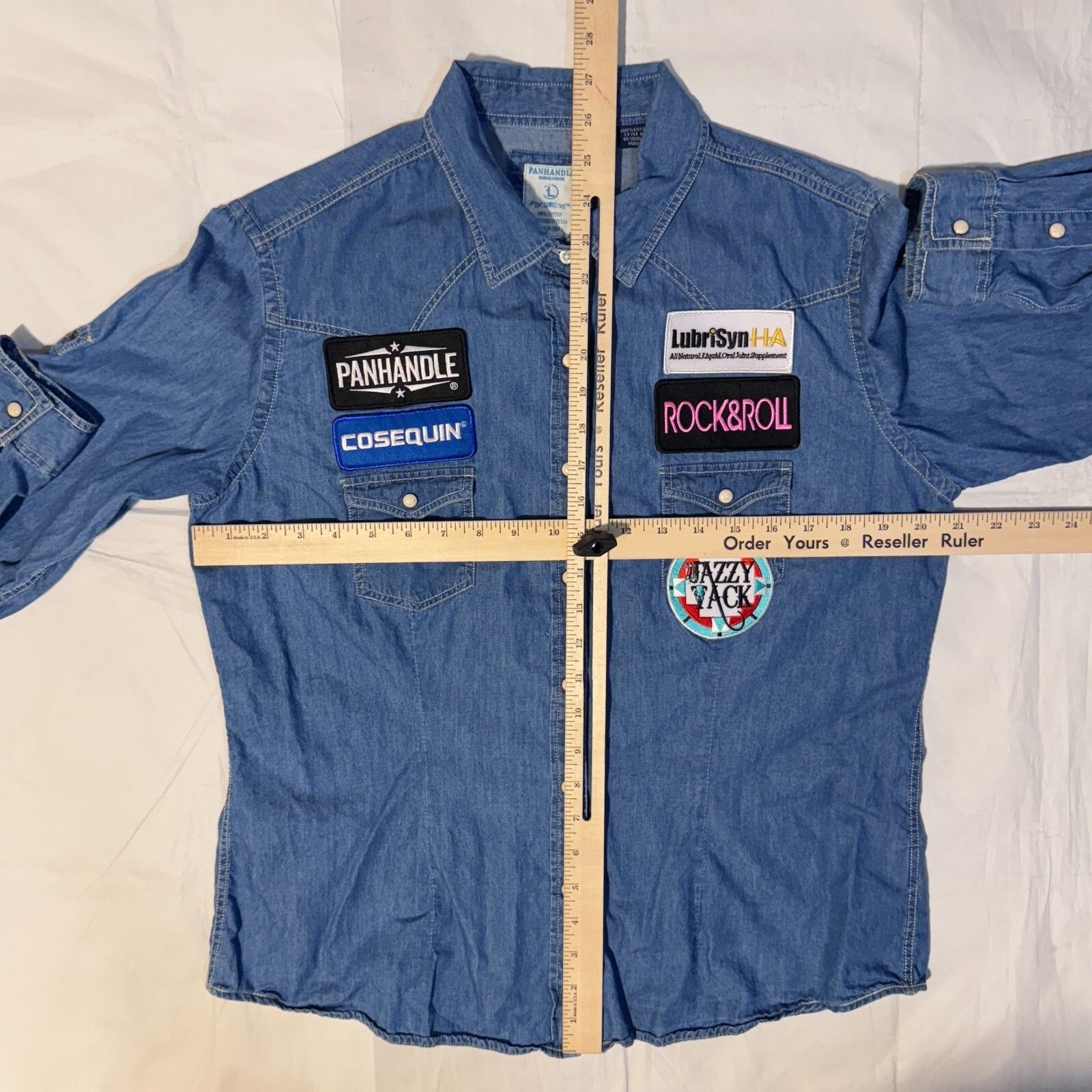 Panhandle Slim Panhandle Rough Stock Denim Western Pearl Snap Shirt - L Pac Size L / US 10 / IT 46 - 4 Thumbnail