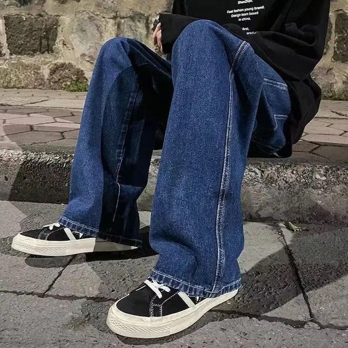 Japanese Brand Blue Color High Street Straight Loose Wide Leg Denim Pant Size US 32 / EU 48 - 3 Thumbnail