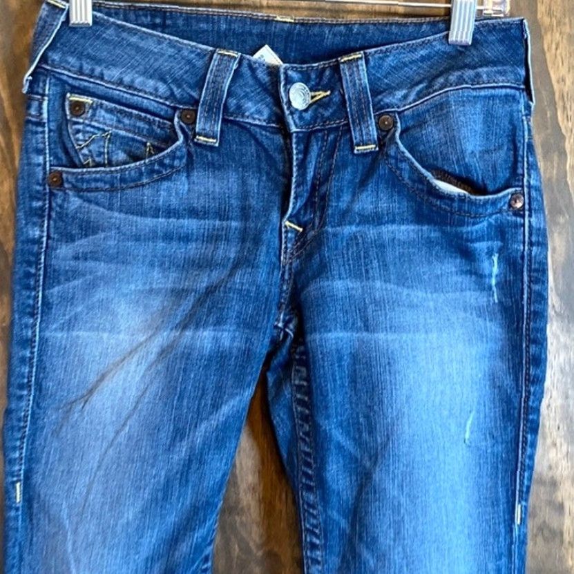 True Religion VINTAGE? — Wait; item is True Religion Womens Jeans Blue Low Rise Straight Leg Embroidered Stretch 27 Size 27" / US 4 / IT 40 - 2 Thumbnail