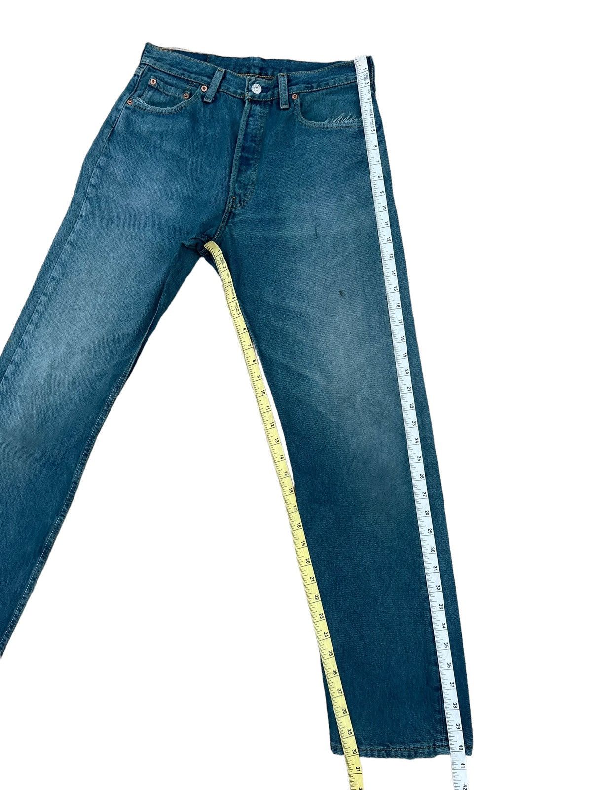 Levi's Vintage 90s Levi’s 501 Distress Mud Fade Green Denim Jeans Size US 30 / EU 46 - 4 Thumbnail