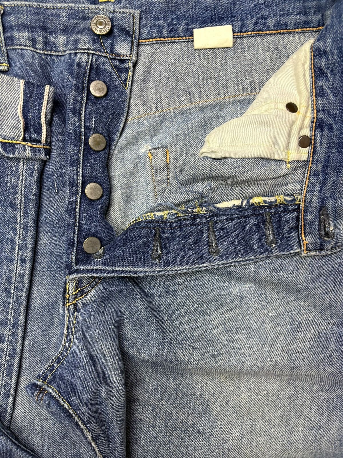Japanese Brand Vintage Nepenthes Selvedge Distressed Loose Baggy Jeans Size US 30 / EU 46 - 4 Thumbnail
