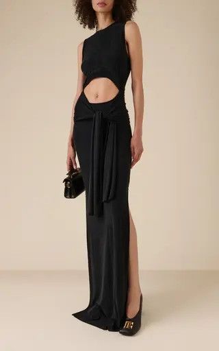 Balmain o1s1wg110526 Knotted Cutout Maxi Dress in Black Size S / US 4 / IT 40 - 3 Thumbnail