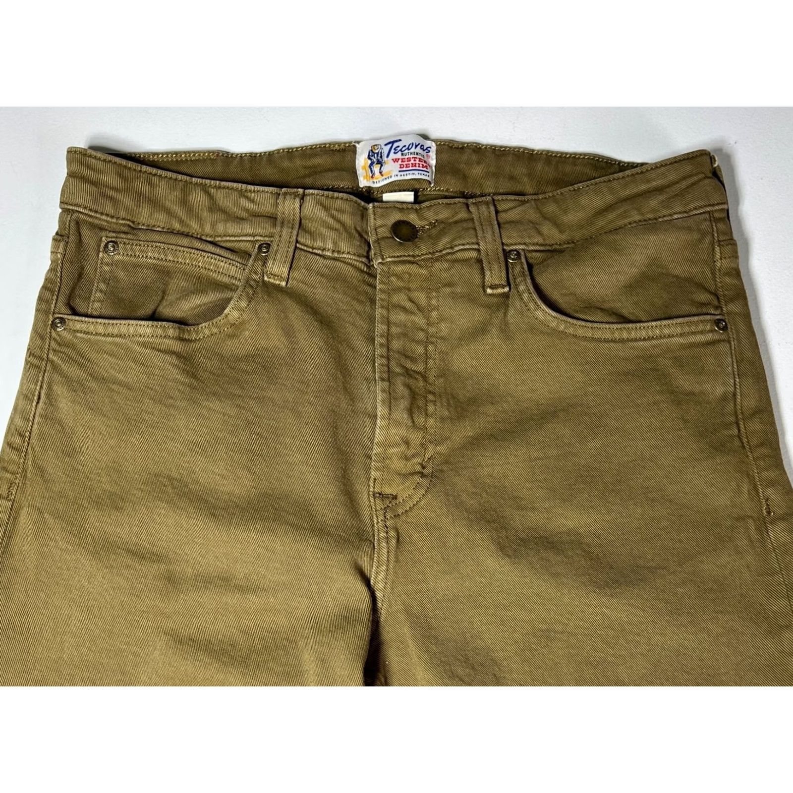 Tecovas Tecovas Men's Slim Straight Stretch Twill Jeans 33x30 Olive Cotton Blend 5-Pocket Denim Straight Rise Mid 98% Cotton, 2% Spandex Size US 33 - 6 Thumbnail