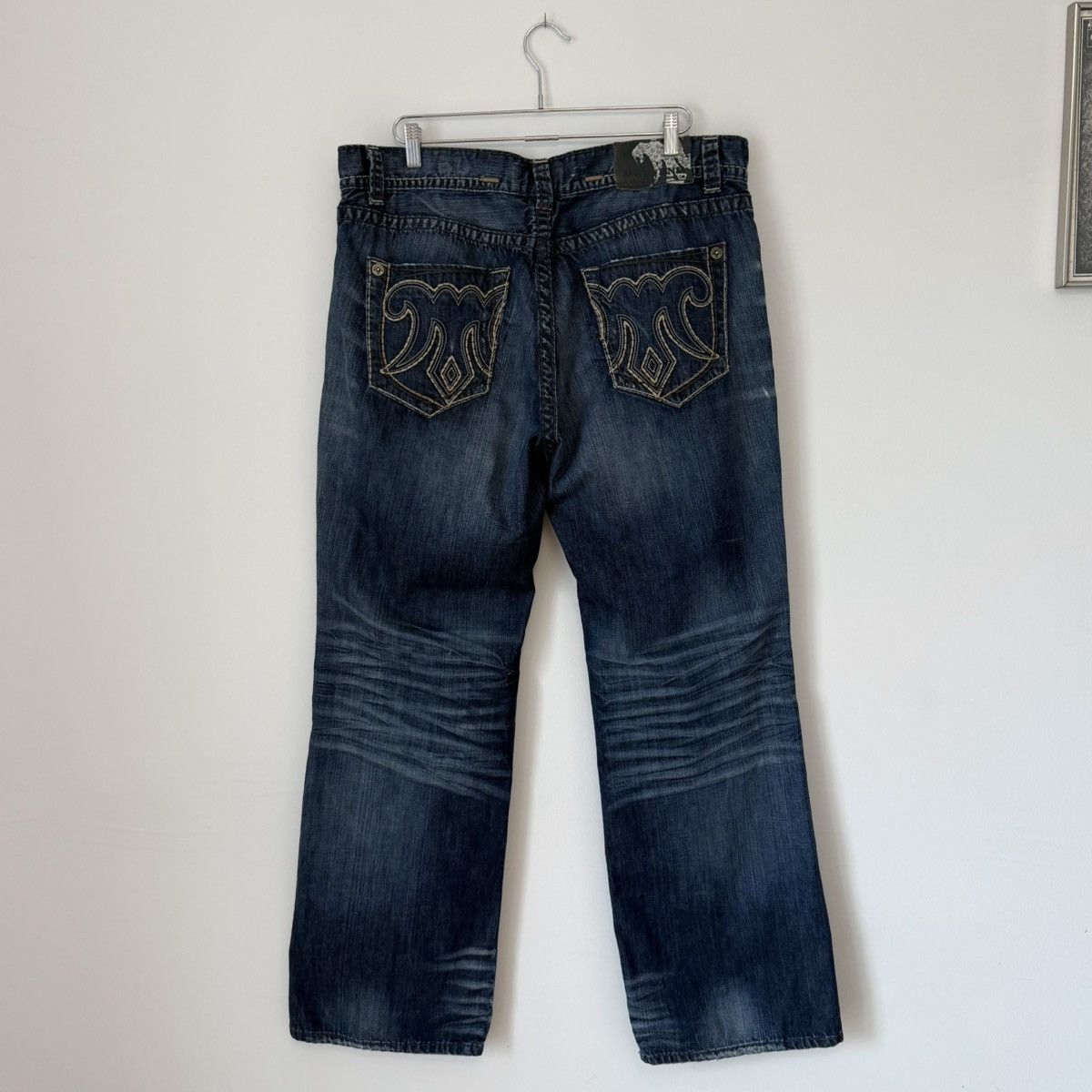 Mek Denim Vtg 2000s Mek Bootcut Faded Distressed Baggy Jeans Y2K Size US 39 - 2 Thumbnail